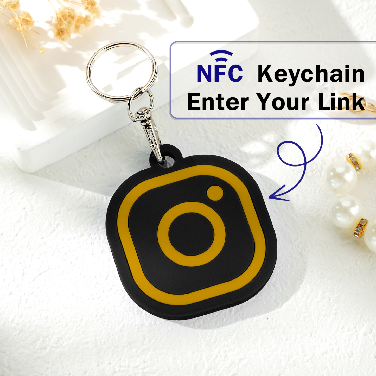 Custom Instagram Smart Nfc Keychain For Social Media Tap And Follow Digital Business Card Payment Link Cash App Link Tree - soufeelmy