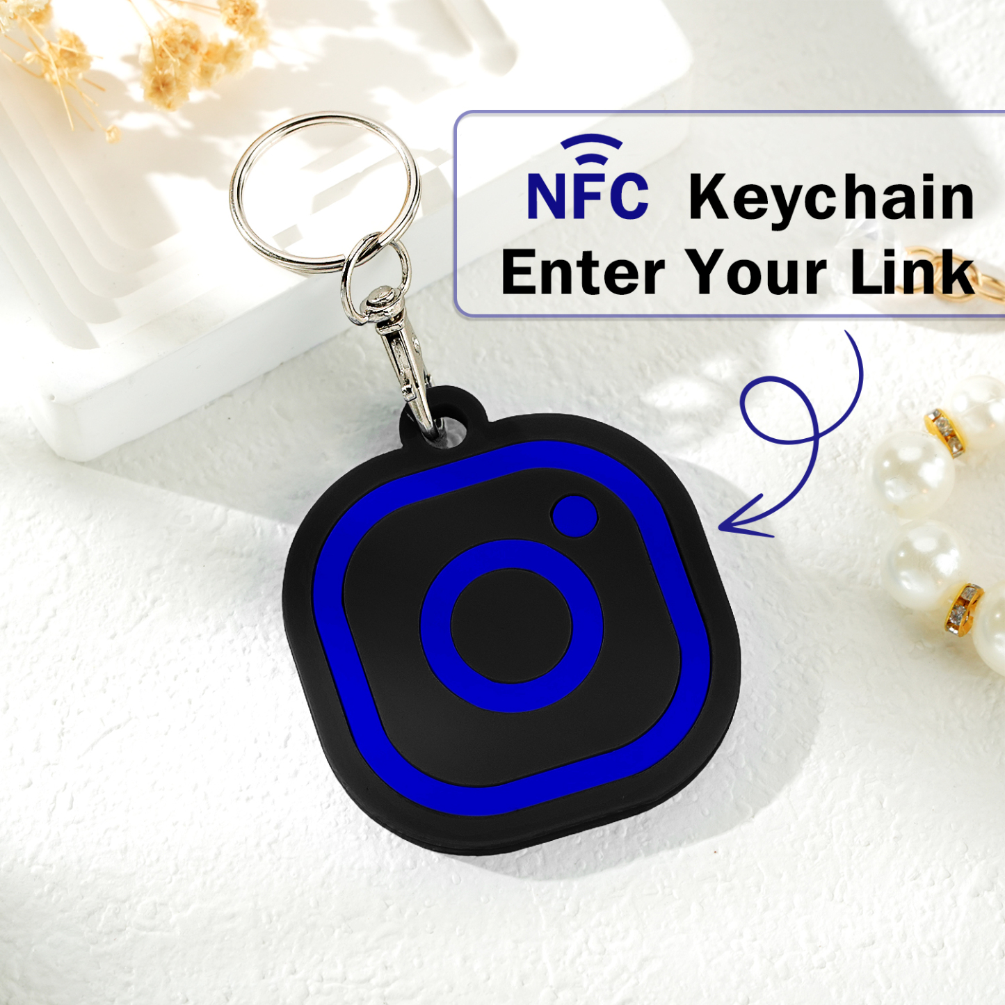 Custom Instagram Smart Nfc Keychain For Social Media Tap And Follow Digital Business Card Payment Link Cash App Link Tree - soufeelmy