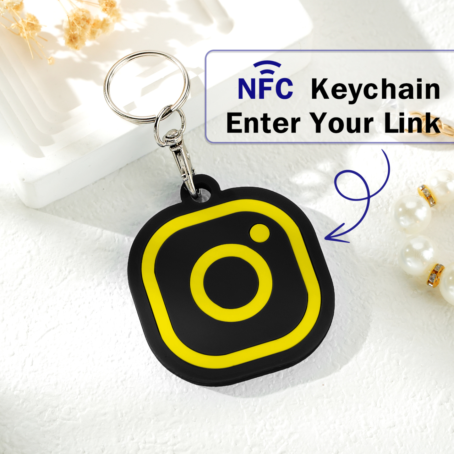 Custom Instagram Smart Nfc Keychain For Social Media Tap And Follow Digital Business Card Payment Link Cash App Link Tree - soufeelmy