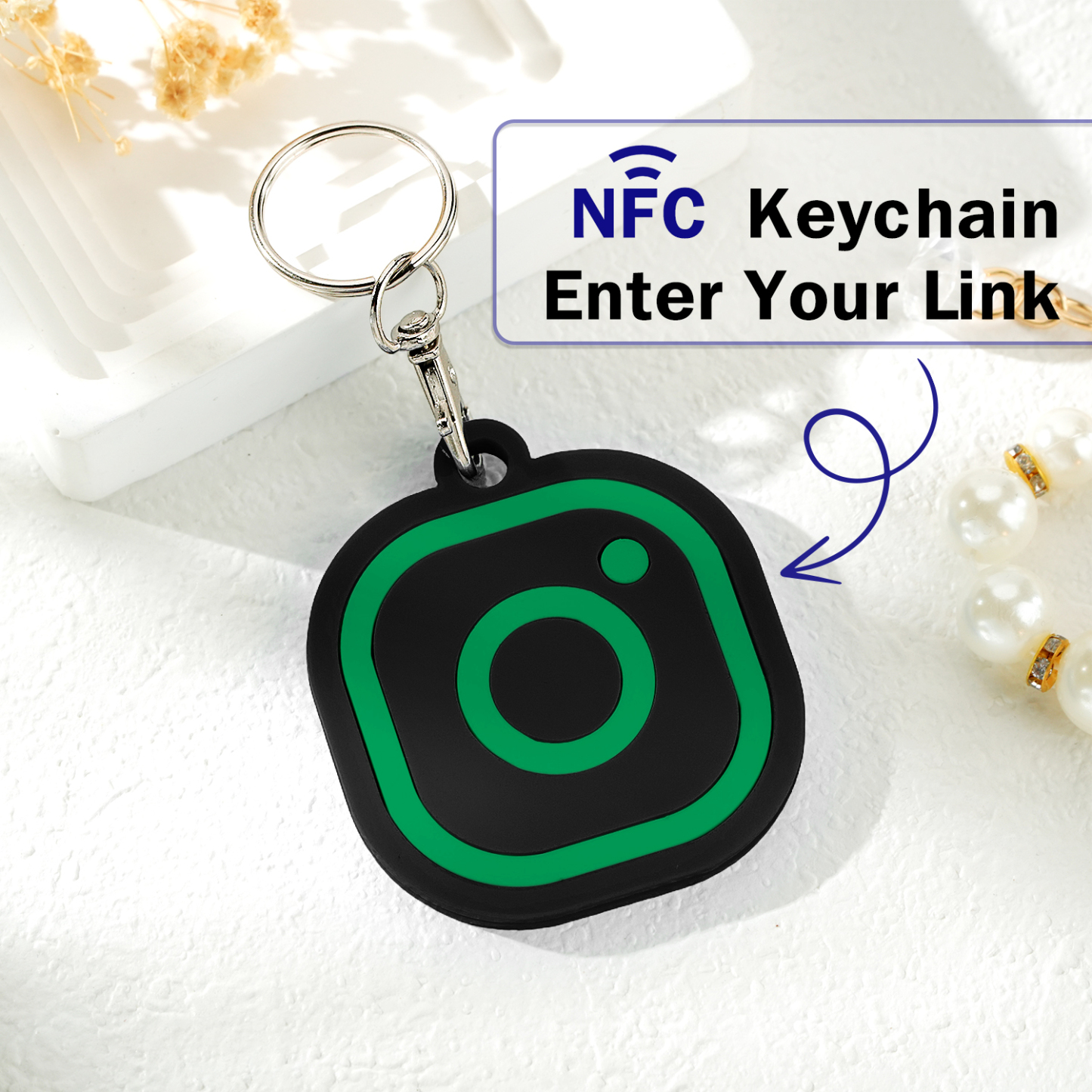 Custom Instagram Smart Nfc Keychain For Social Media Tap And Follow Digital Business Card Payment Link Cash App Link Tree - soufeelmy
