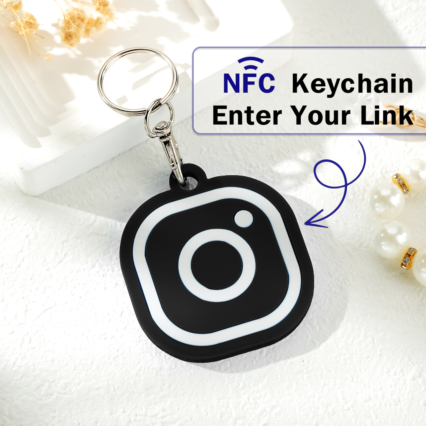 Custom Instagram Smart Nfc Keychain For Social Media Tap And Follow Digital Business Card Payment Link Cash App Link Tree - soufeelmy