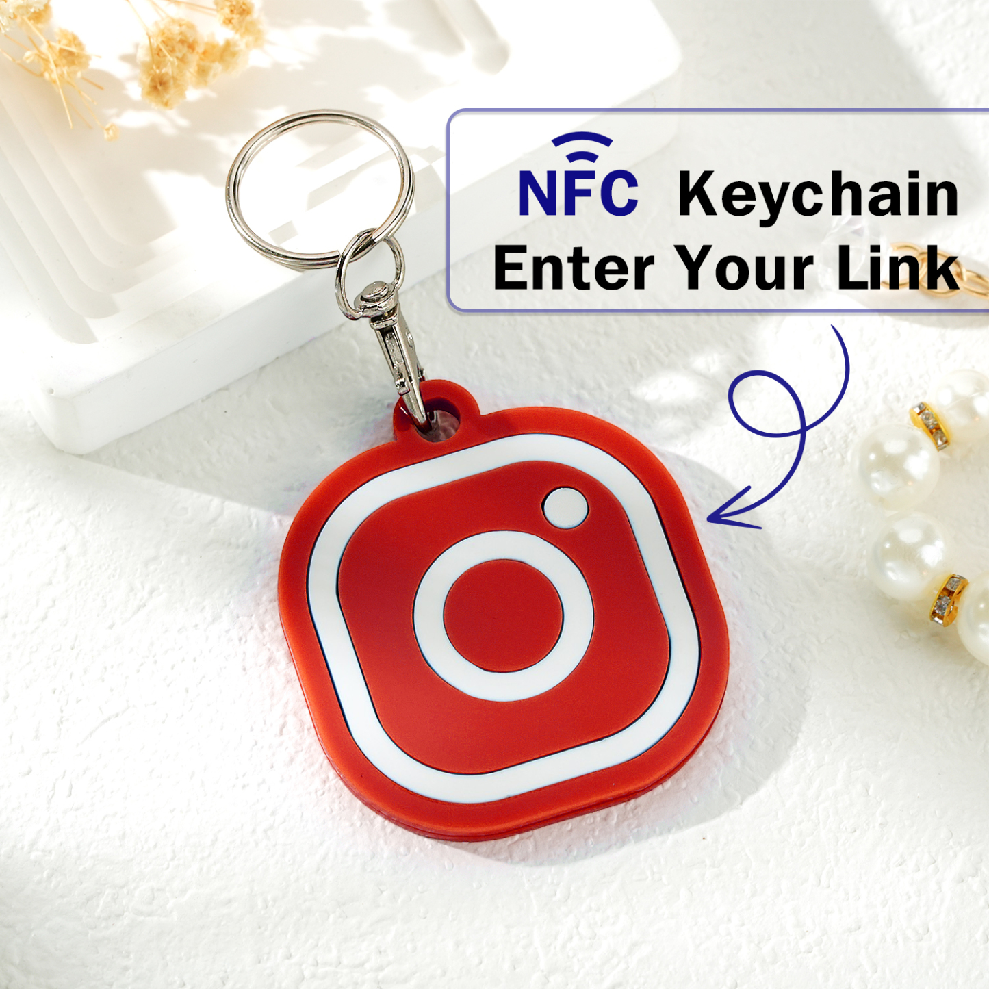 Custom Instagram Smart Nfc Keychain For Social Media Tap And Follow Digital Business Card Payment Link Cash App Link Tree - soufeelmy