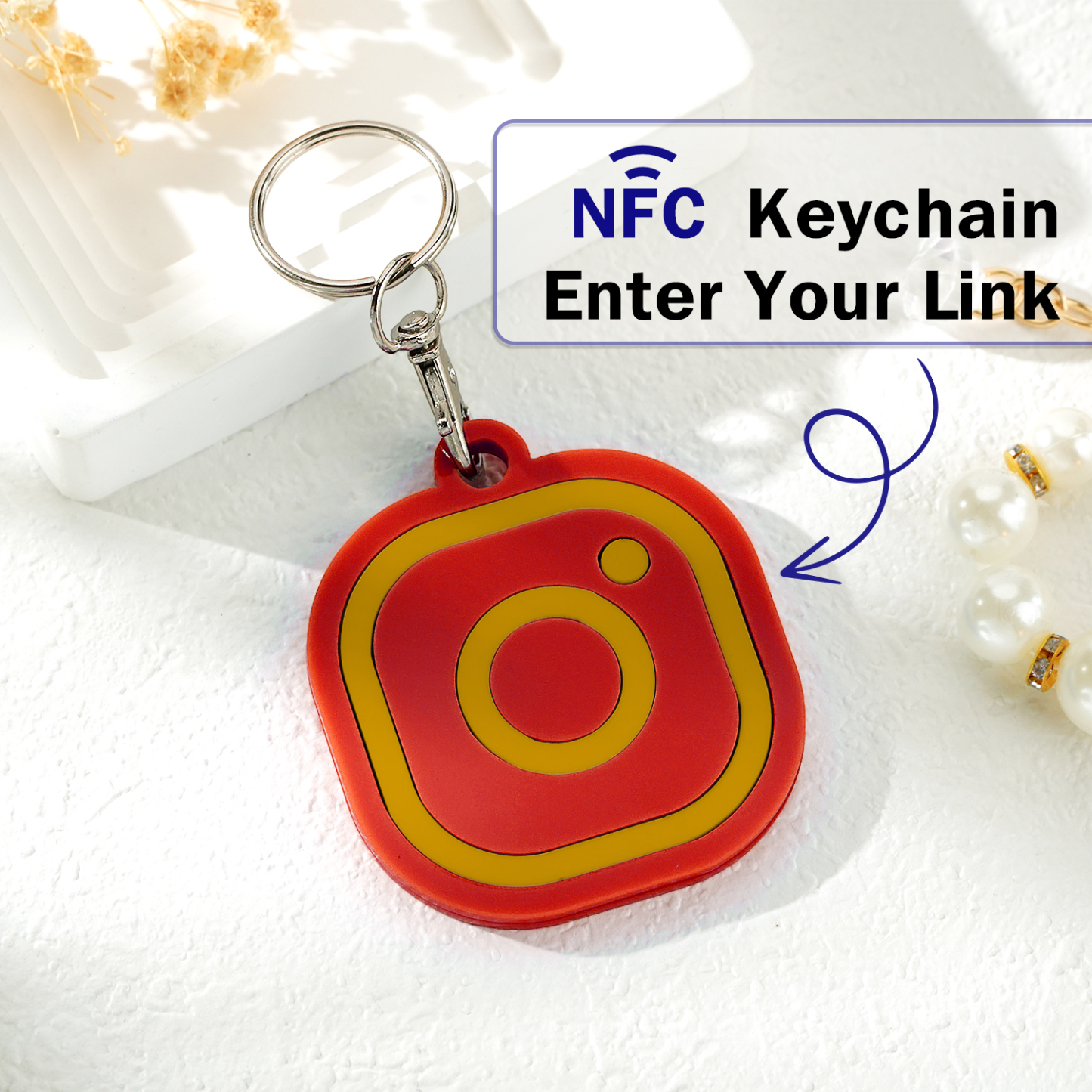 Custom Instagram Smart Nfc Keychain For Social Media Tap And Follow Digital Business Card Payment Link Cash App Link Tree - soufeelmy