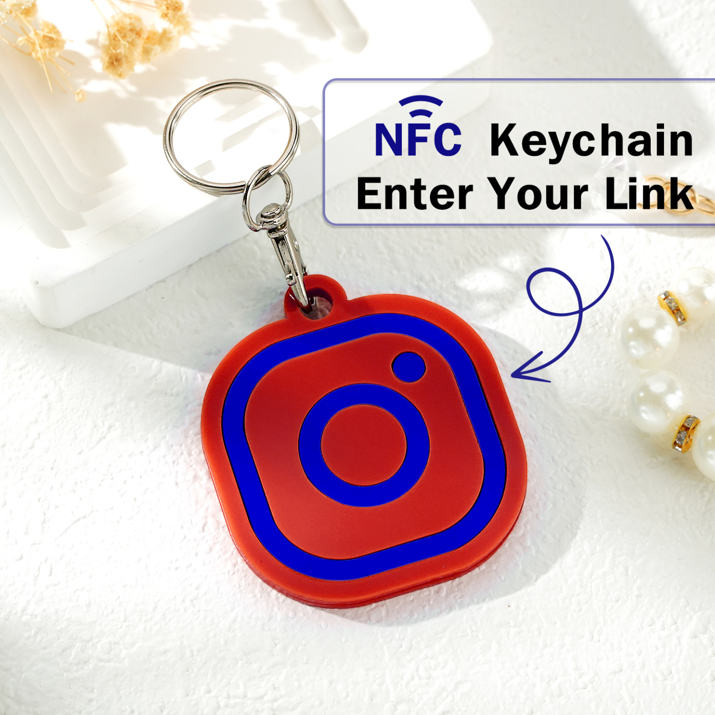 Custom Instagram Smart Nfc Keychain For Social Media Tap And Follow Digital Business Card Payment Link Cash App Link Tree - soufeelmy