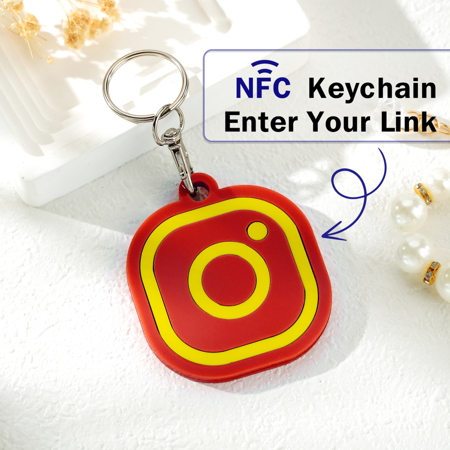 Custom Instagram Smart Nfc Keychain For Social Media Tap And Follow Digital Business Card Payment Link Cash App Link Tree - soufeelmy