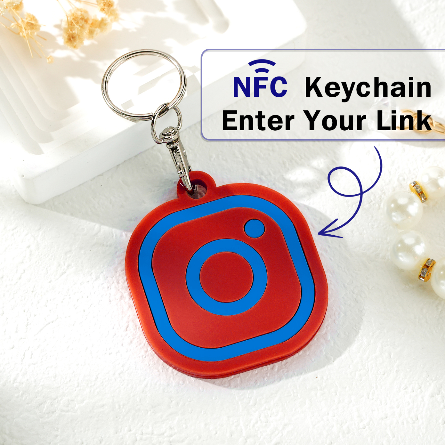 Custom Instagram Smart Nfc Keychain For Social Media Tap And Follow Digital Business Card Payment Link Cash App Link Tree - soufeelmy