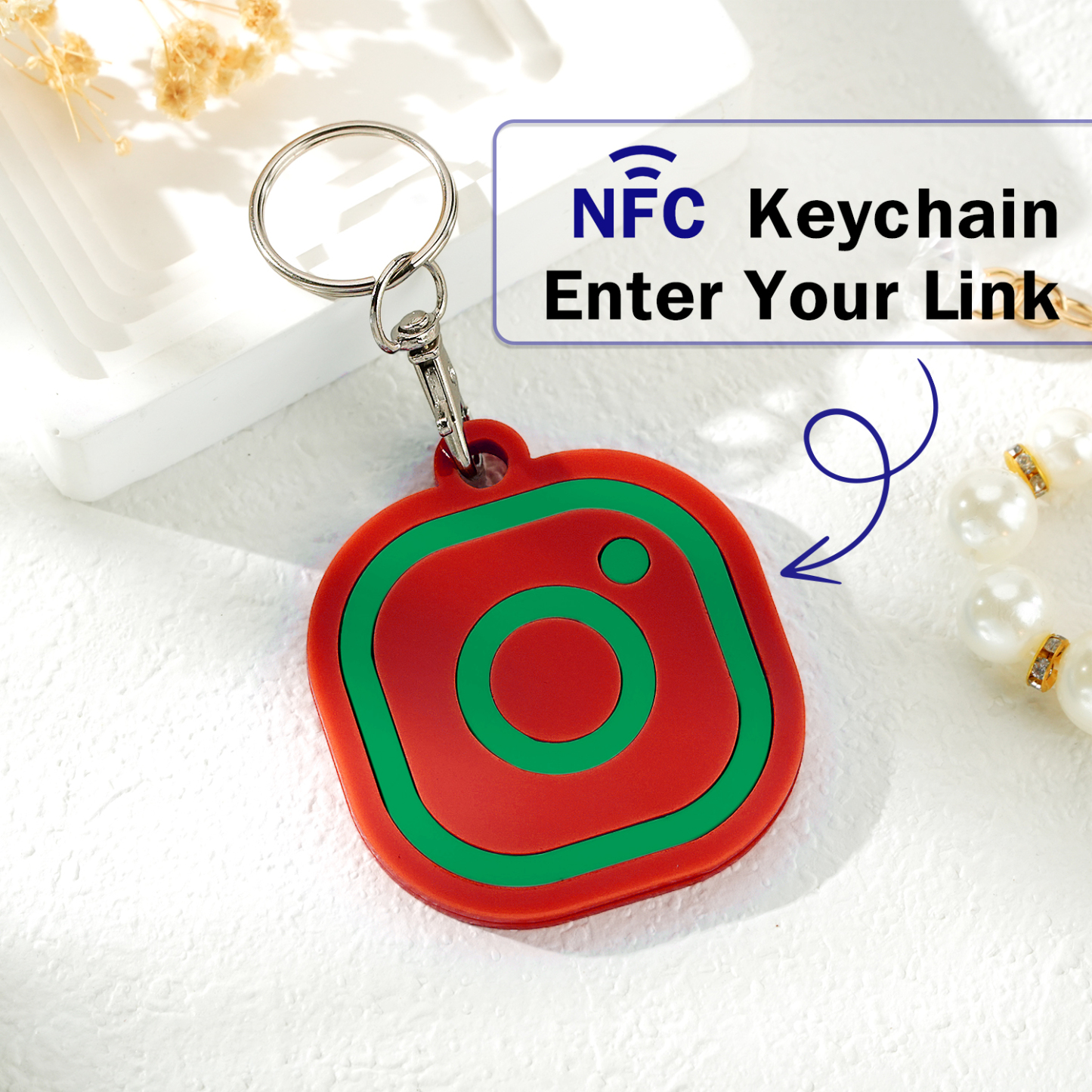Custom Instagram Smart Nfc Keychain For Social Media Tap And Follow Digital Business Card Payment Link Cash App Link Tree - soufeelmy