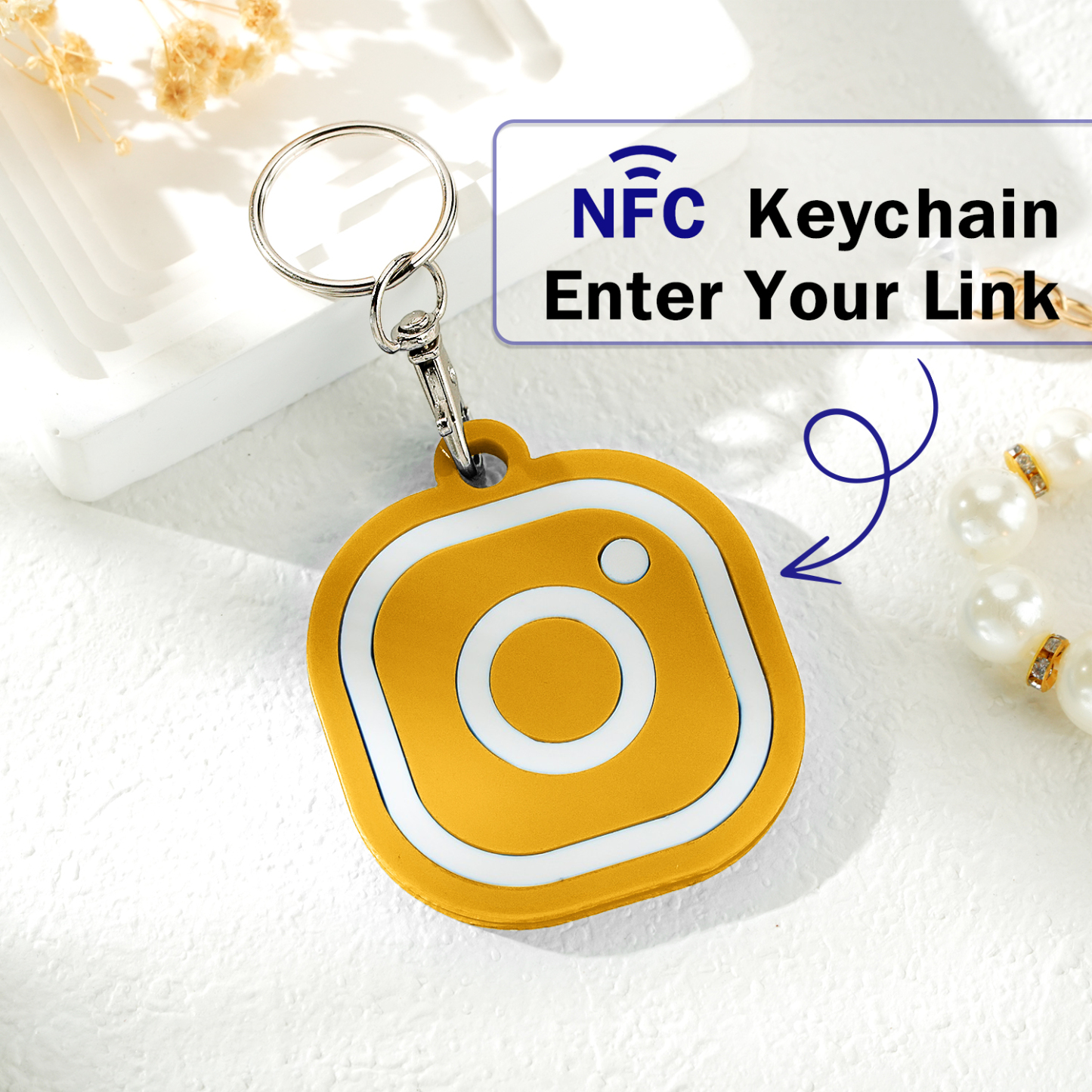 Custom Instagram Smart Nfc Keychain For Social Media Tap And Follow Digital Business Card Payment Link Cash App Link Tree - soufeelmy