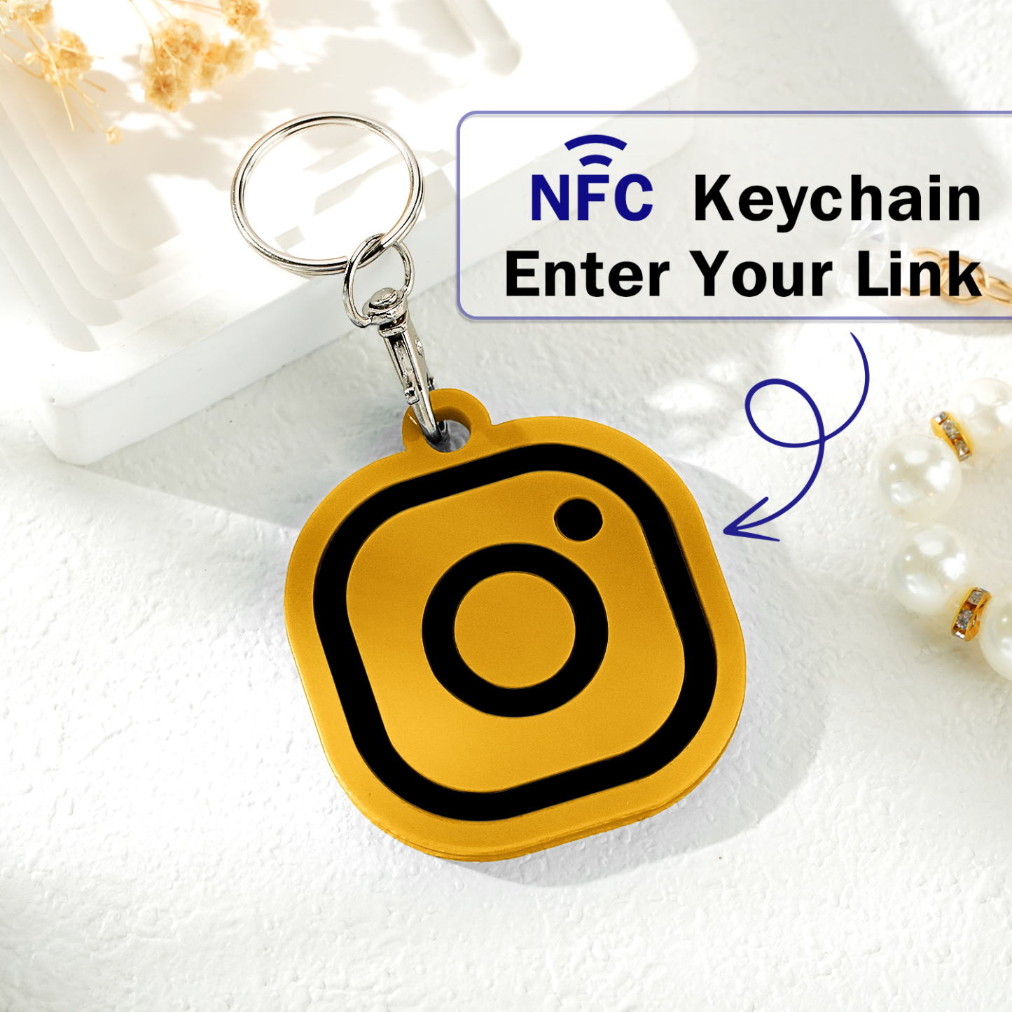 Custom Instagram Smart Nfc Keychain For Social Media Tap And Follow Digital Business Card Payment Link Cash App Link Tree - soufeelmy