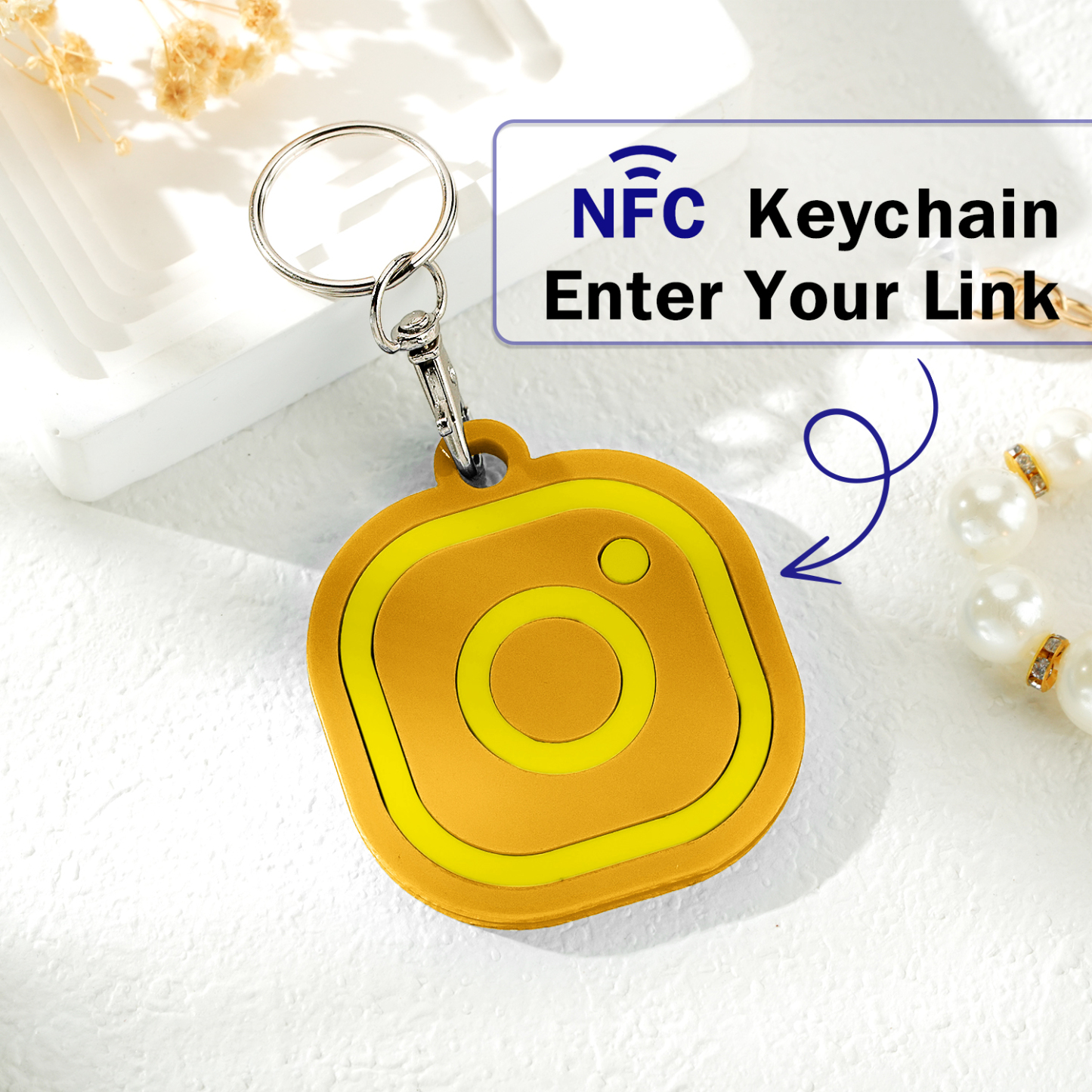 Custom Instagram Smart Nfc Keychain For Social Media Tap And Follow Digital Business Card Payment Link Cash App Link Tree - soufeelmy