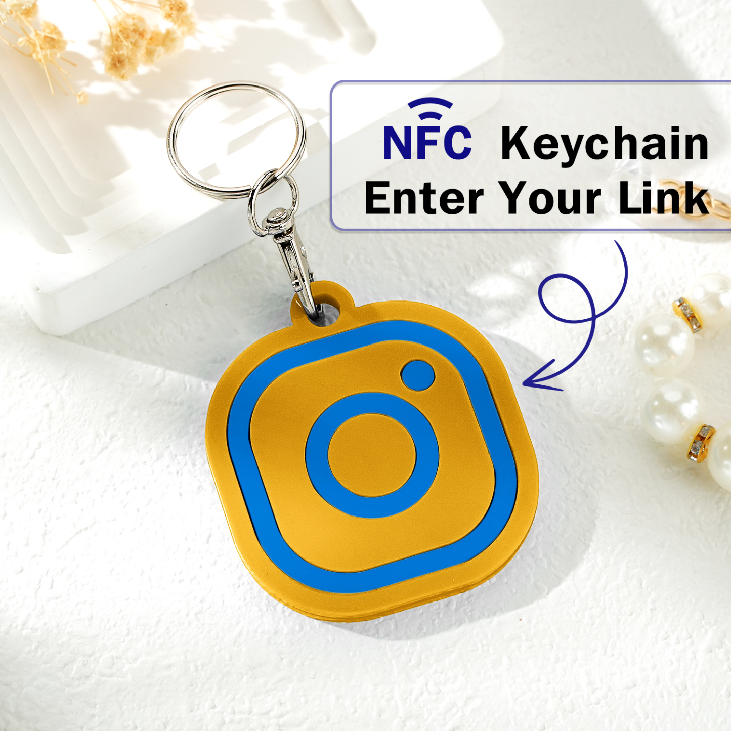 Custom Instagram Smart Nfc Keychain For Social Media Tap And Follow Digital Business Card Payment Link Cash App Link Tree - soufeelmy