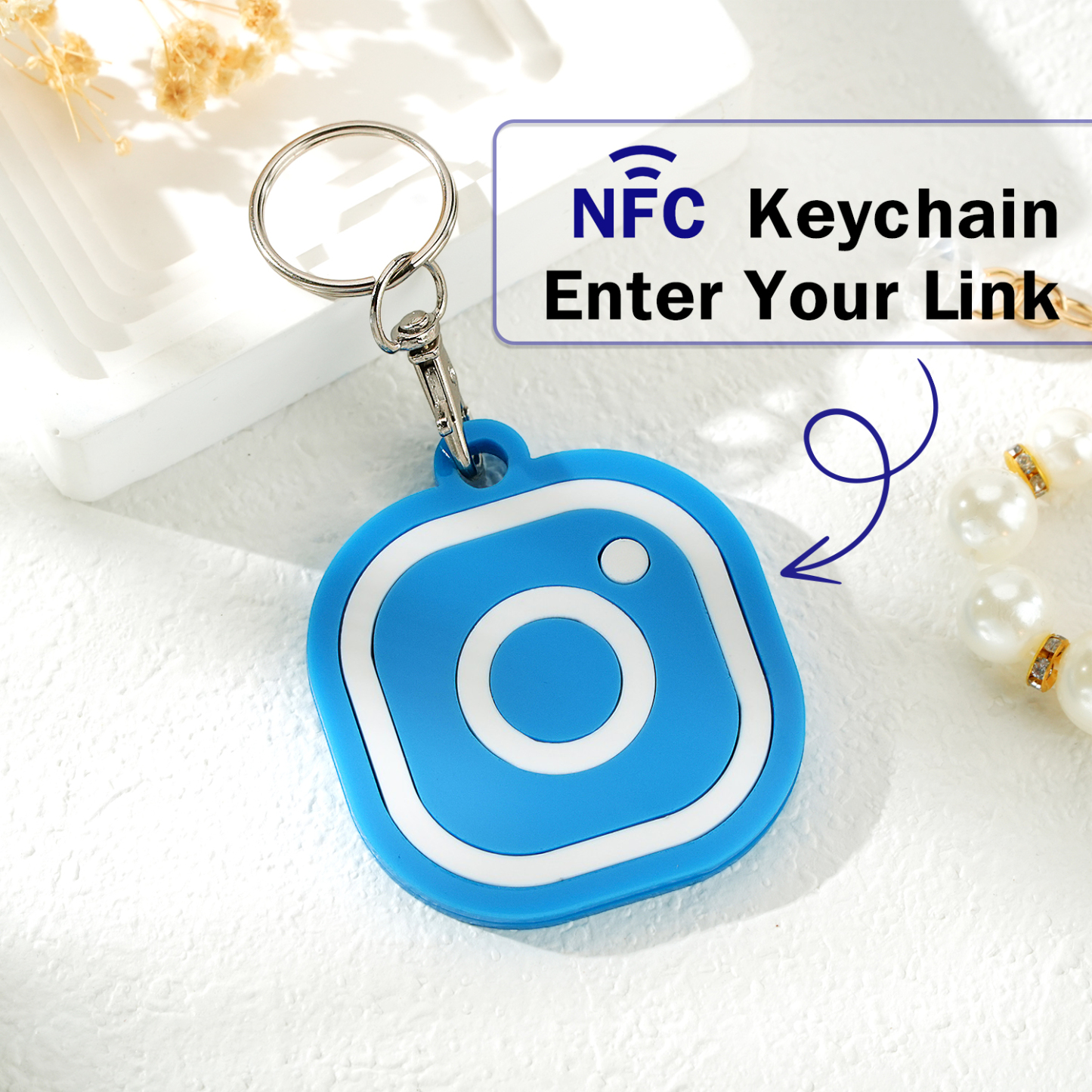 Custom Instagram Smart Nfc Keychain For Social Media Tap And Follow Digital Business Card Payment Link Cash App Link Tree - soufeelmy