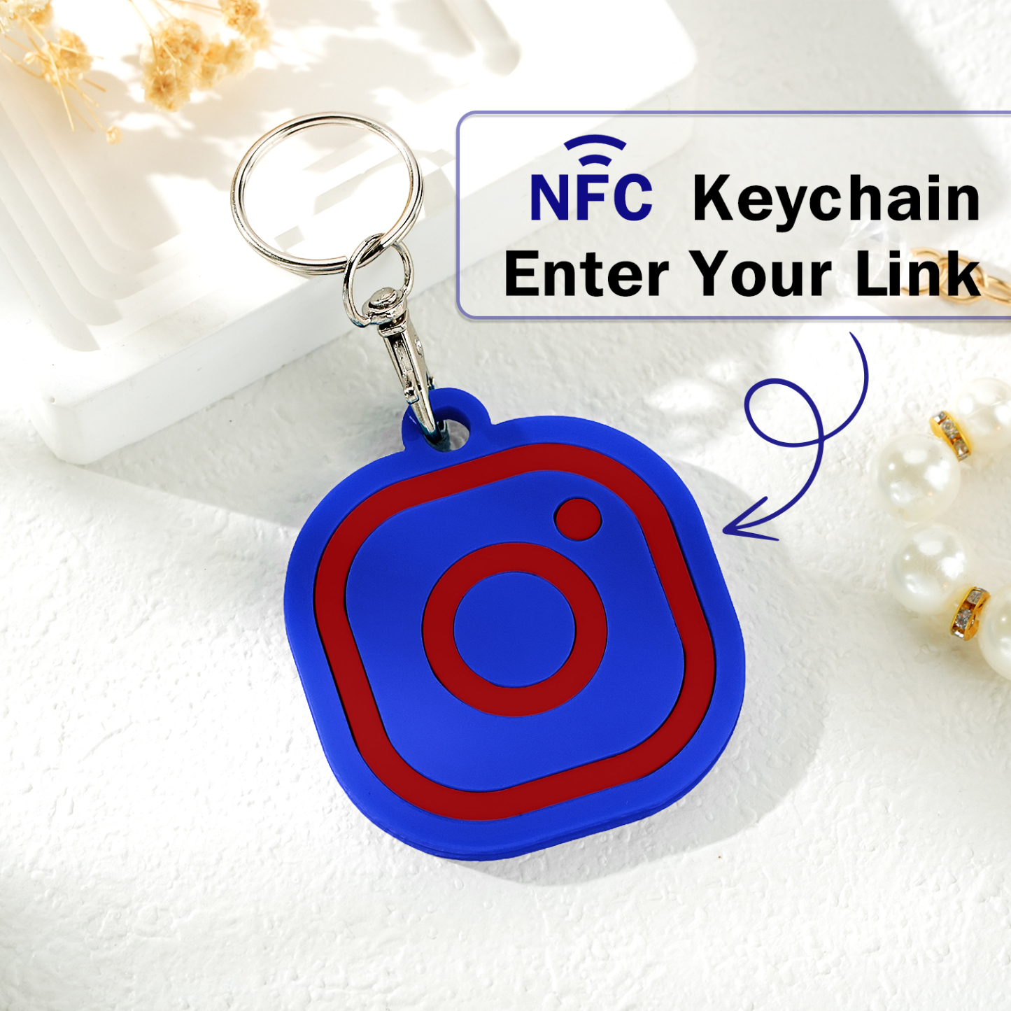 Custom Instagram Smart Nfc Keychain For Social Media Tap And Follow Digital Business Card Payment Link Cash App Link Tree - soufeelmy