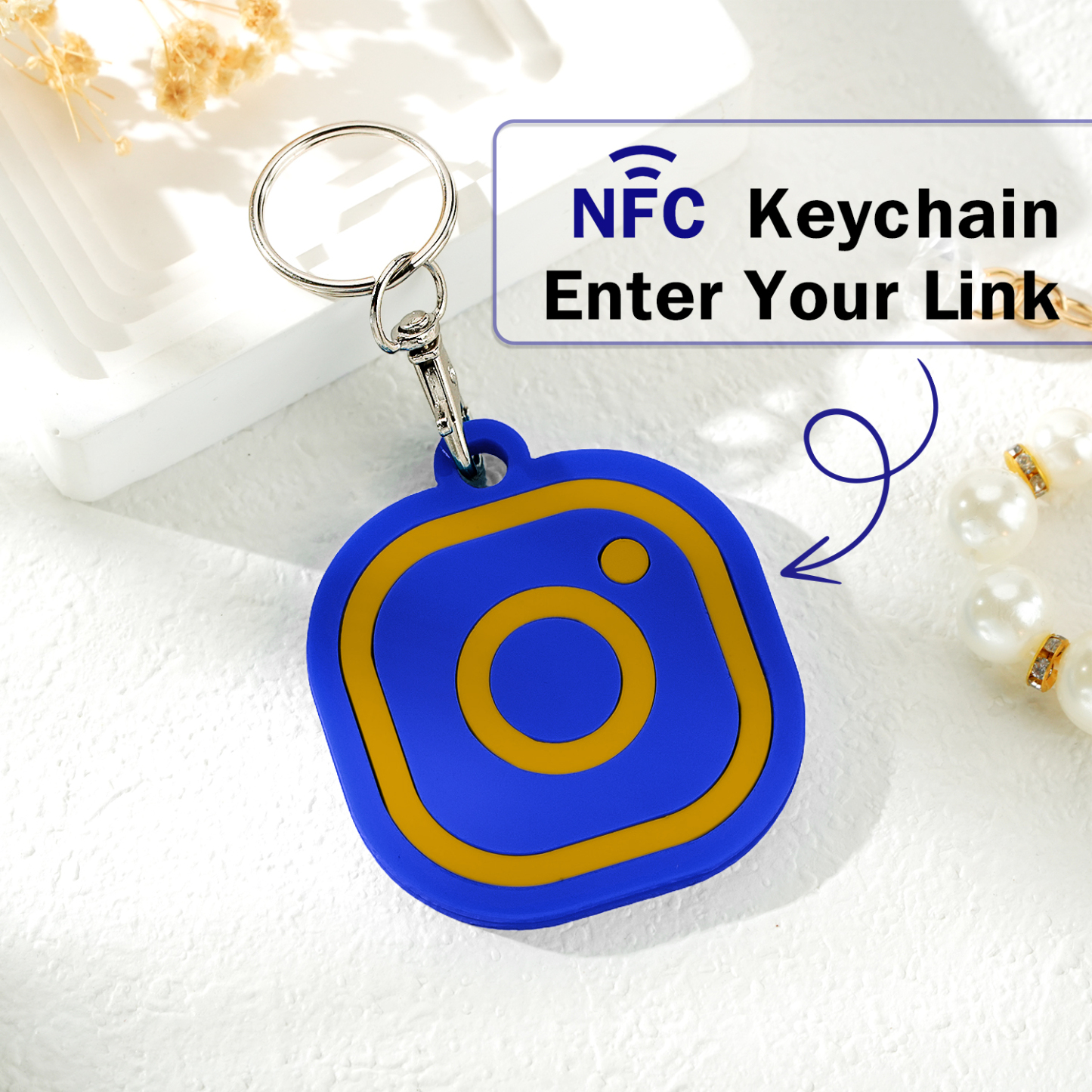 Custom Instagram Smart Nfc Keychain For Social Media Tap And Follow Digital Business Card Payment Link Cash App Link Tree - soufeelmy
