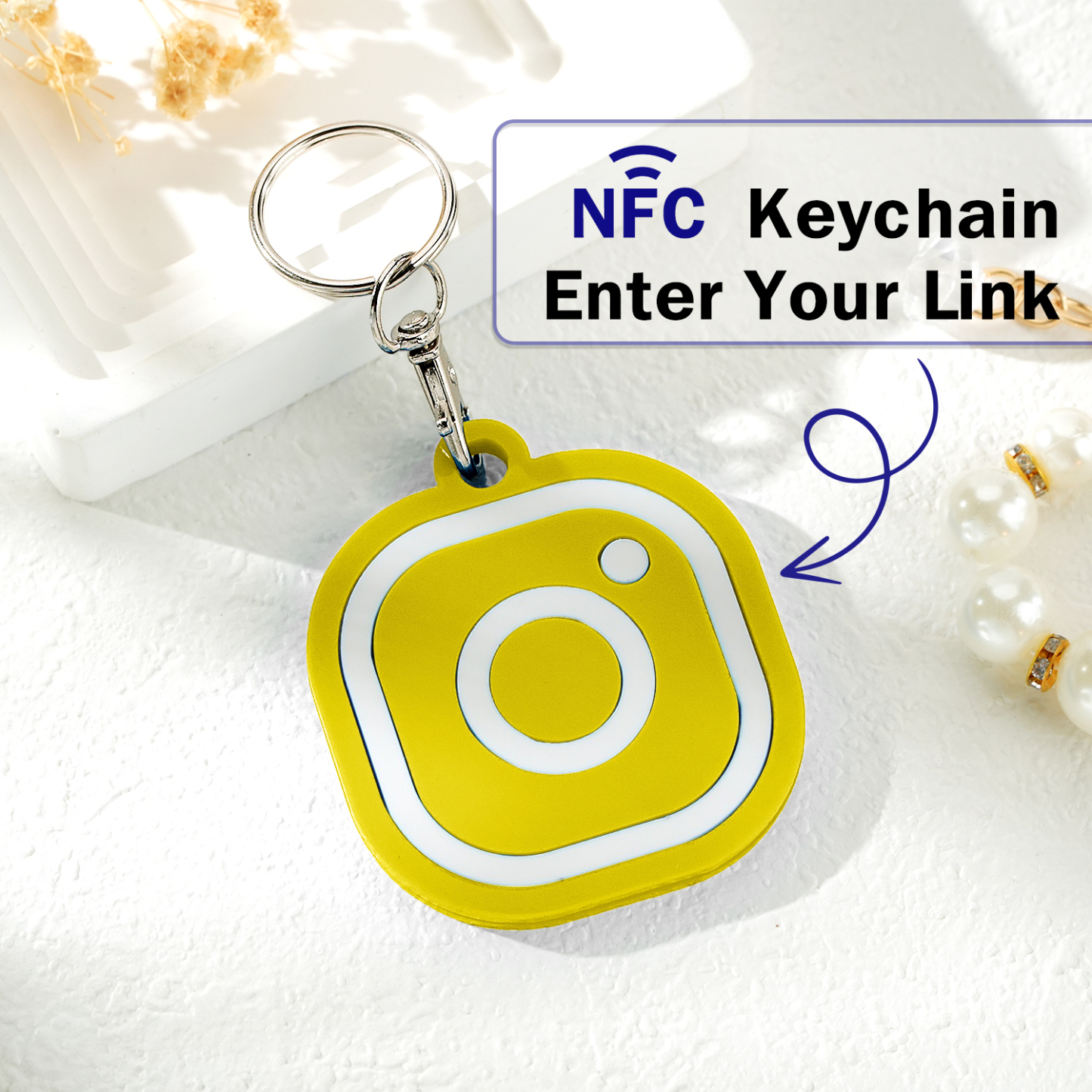 Custom Instagram Smart Nfc Keychain For Social Media Tap And Follow Digital Business Card Payment Link Cash App Link Tree - soufeelmy