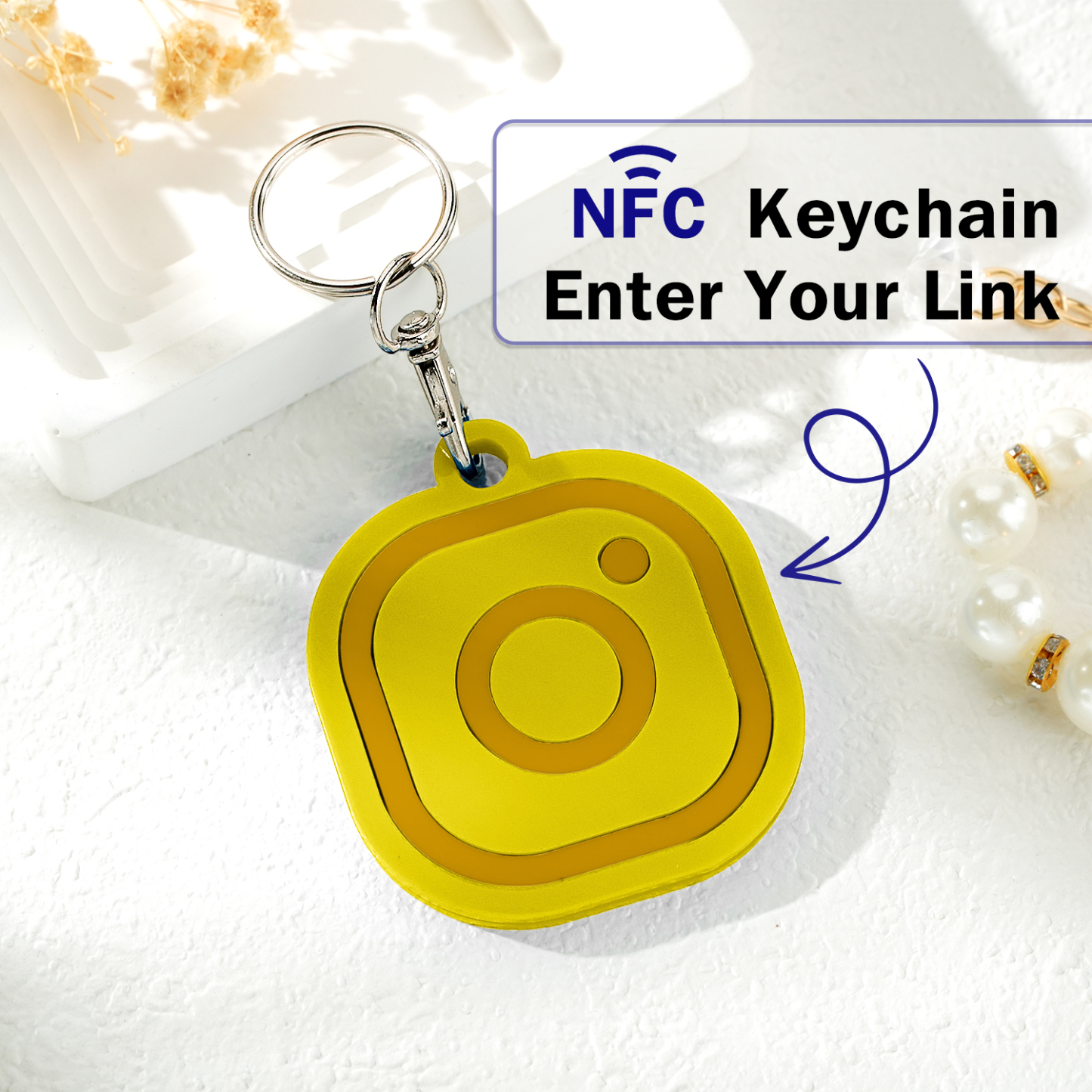 Custom Instagram Smart Nfc Keychain For Social Media Tap And Follow Digital Business Card Payment Link Cash App Link Tree - soufeelmy