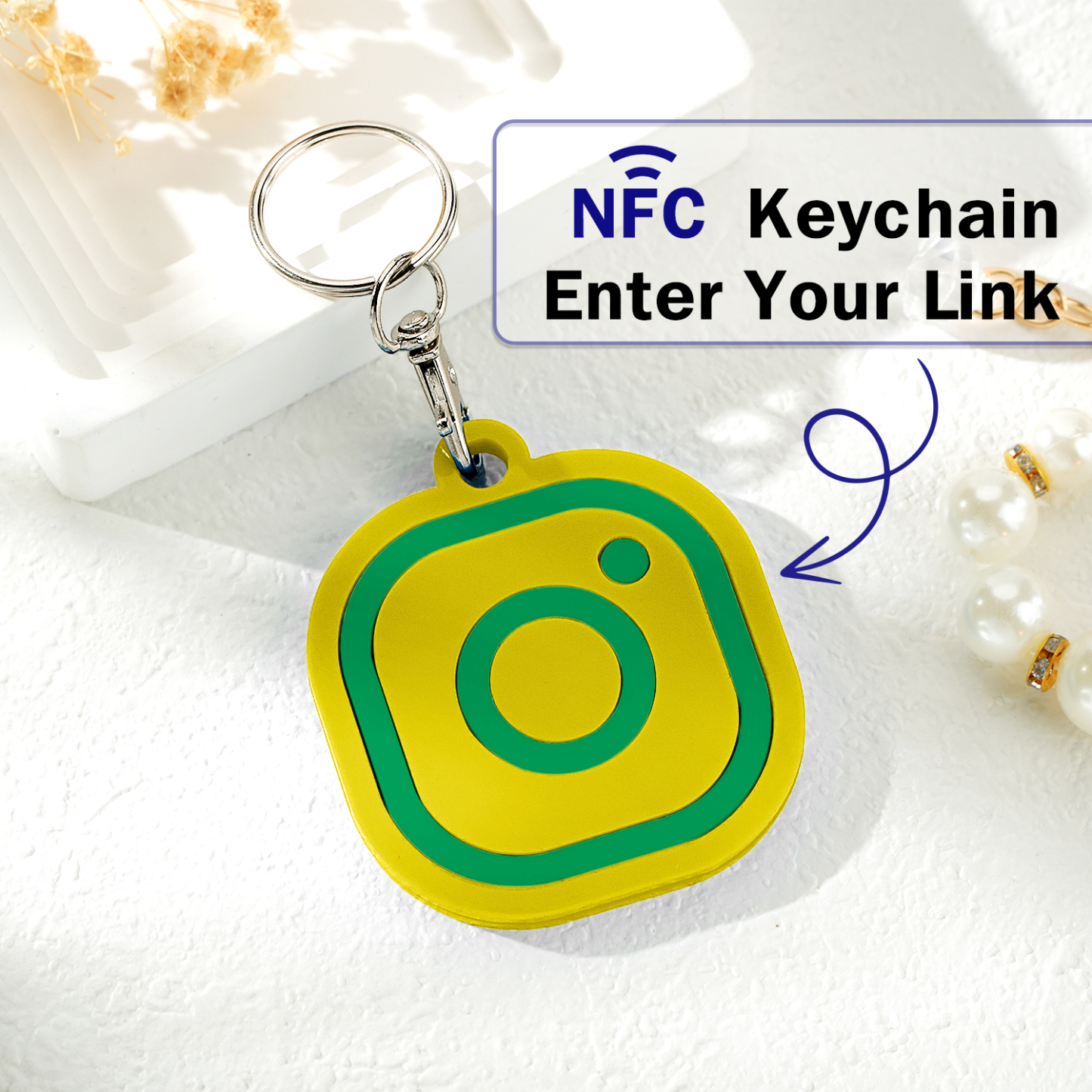 Custom Instagram Smart Nfc Keychain For Social Media Tap And Follow Digital Business Card Payment Link Cash App Link Tree - soufeelmy