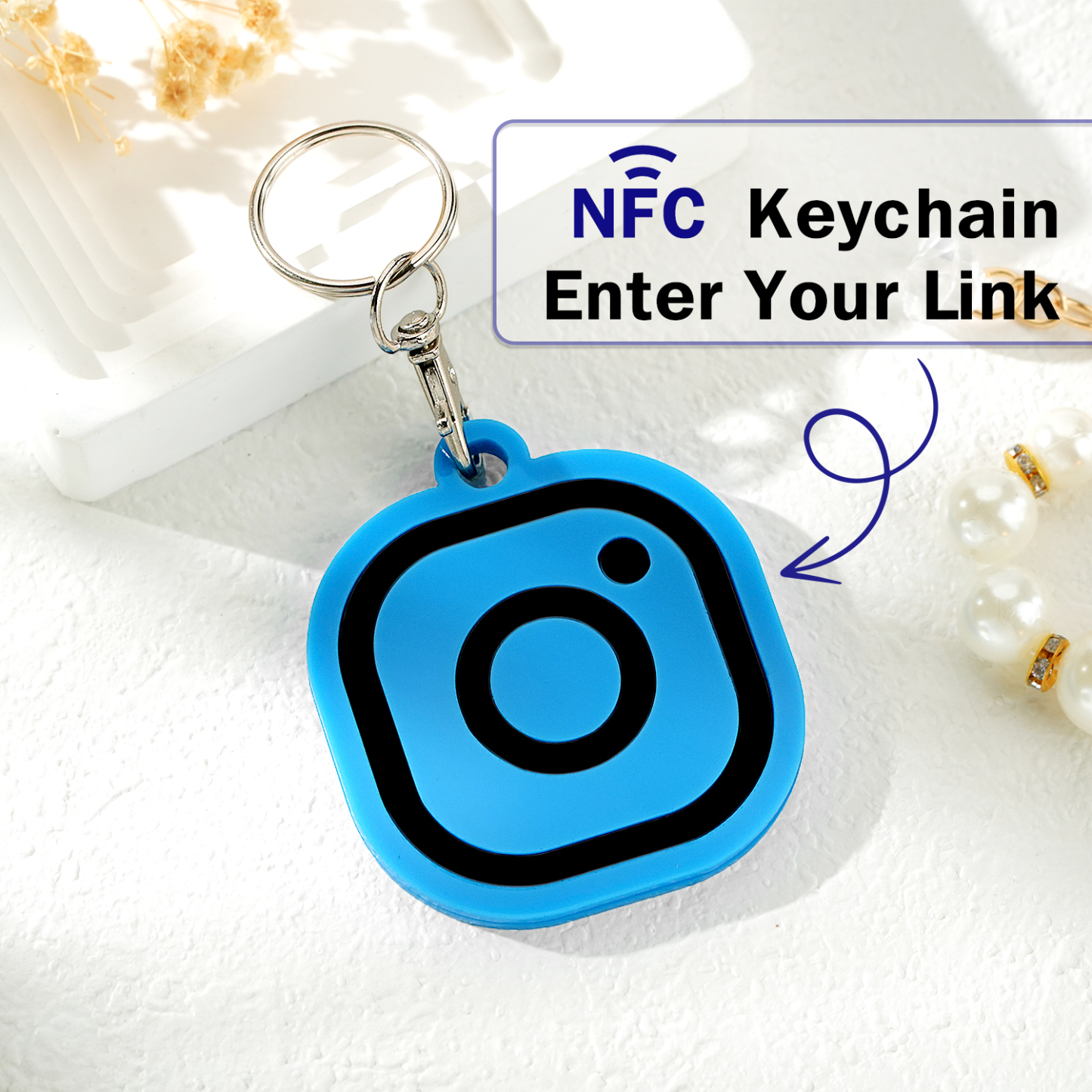 Custom Instagram Smart Nfc Keychain For Social Media Tap And Follow Digital Business Card Payment Link Cash App Link Tree - soufeelmy