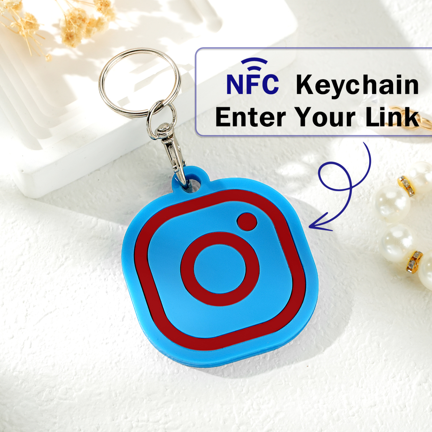 Custom Instagram Smart Nfc Keychain For Social Media Tap And Follow Digital Business Card Payment Link Cash App Link Tree - soufeelmy