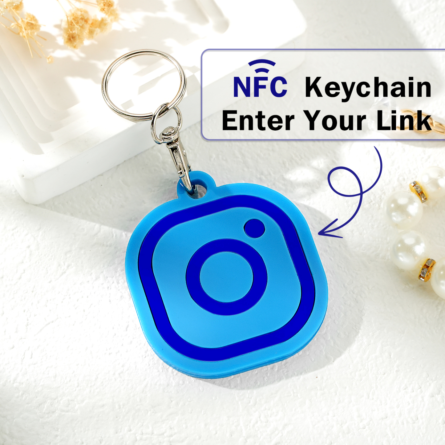 Custom Instagram Smart Nfc Keychain For Social Media Tap And Follow Digital Business Card Payment Link Cash App Link Tree - soufeelmy