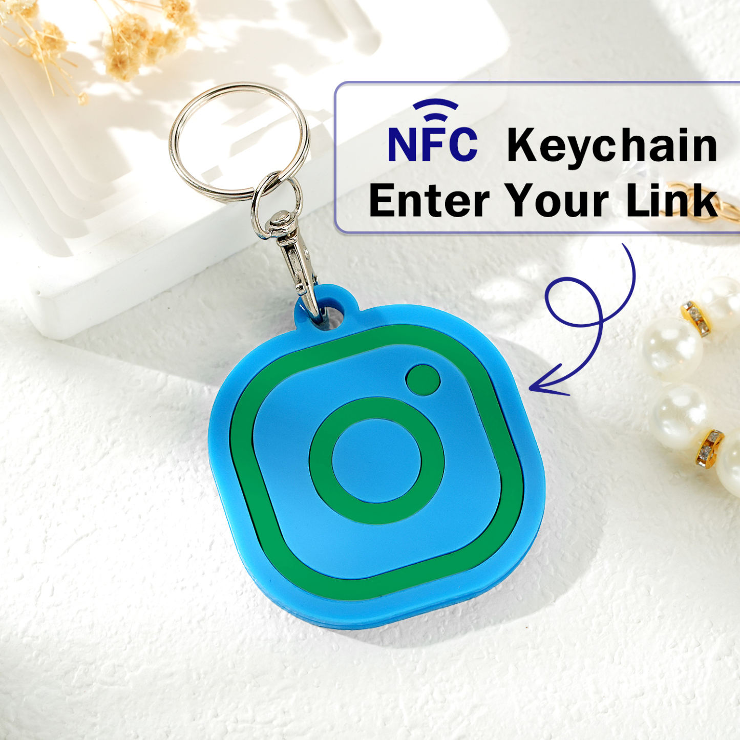 Custom Instagram Smart Nfc Keychain For Social Media Tap And Follow Digital Business Card Payment Link Cash App Link Tree - soufeelmy