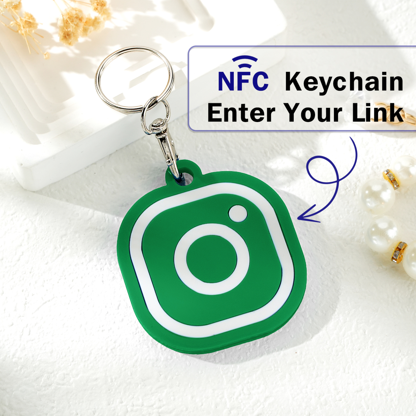 Custom Instagram Smart Nfc Keychain For Social Media Tap And Follow Digital Business Card Payment Link Cash App Link Tree - soufeelmy