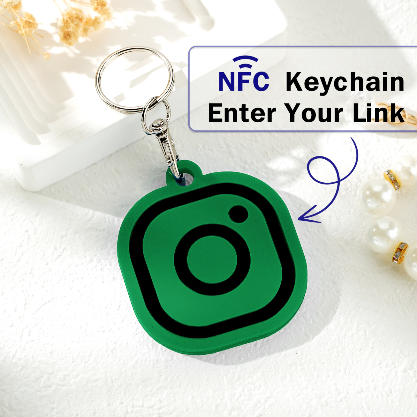 Custom Instagram Smart Nfc Keychain For Social Media Tap And Follow Digital Business Card Payment Link Cash App Link Tree - soufeelmy