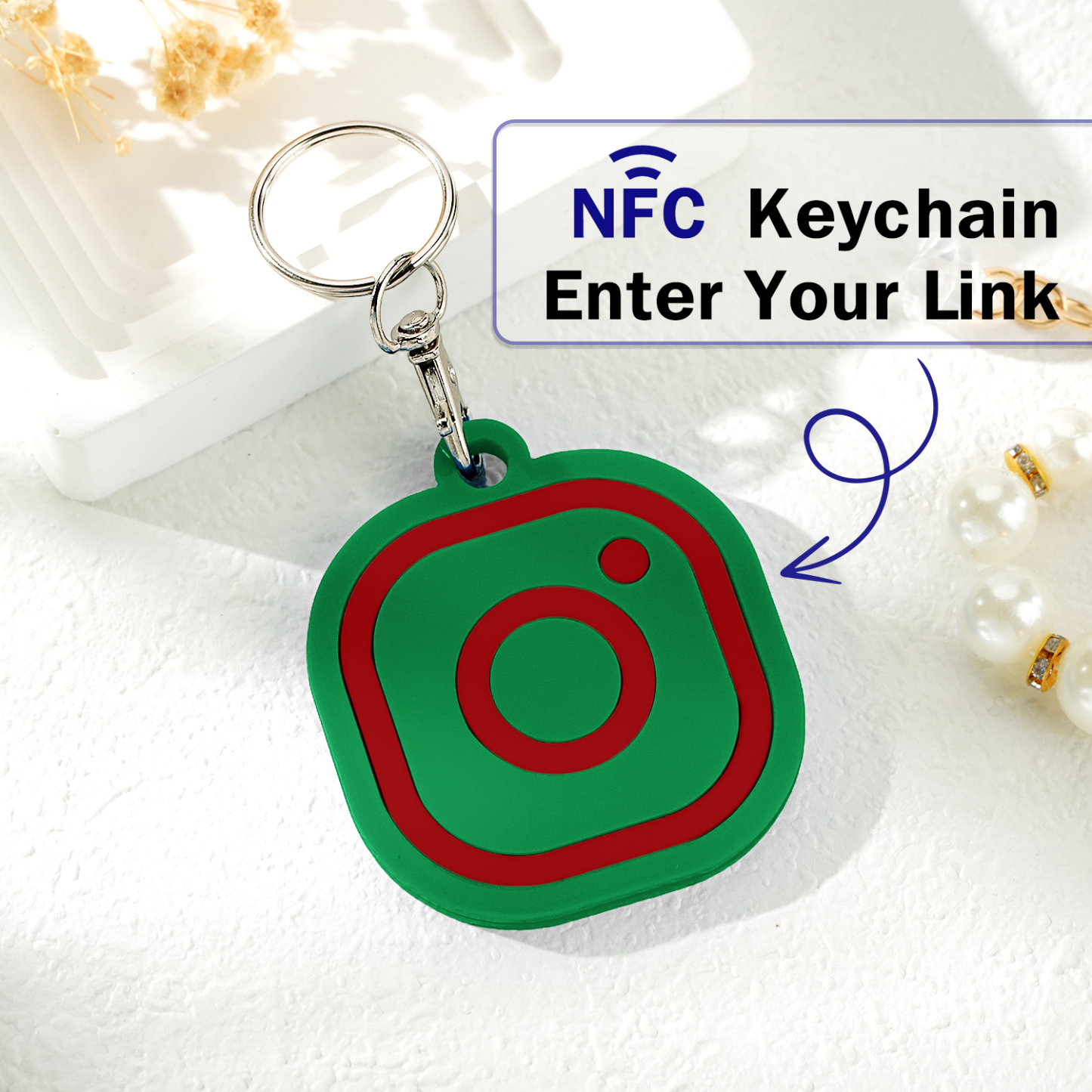 Custom Instagram Smart Nfc Keychain For Social Media Tap And Follow Digital Business Card Payment Link Cash App Link Tree - soufeelmy