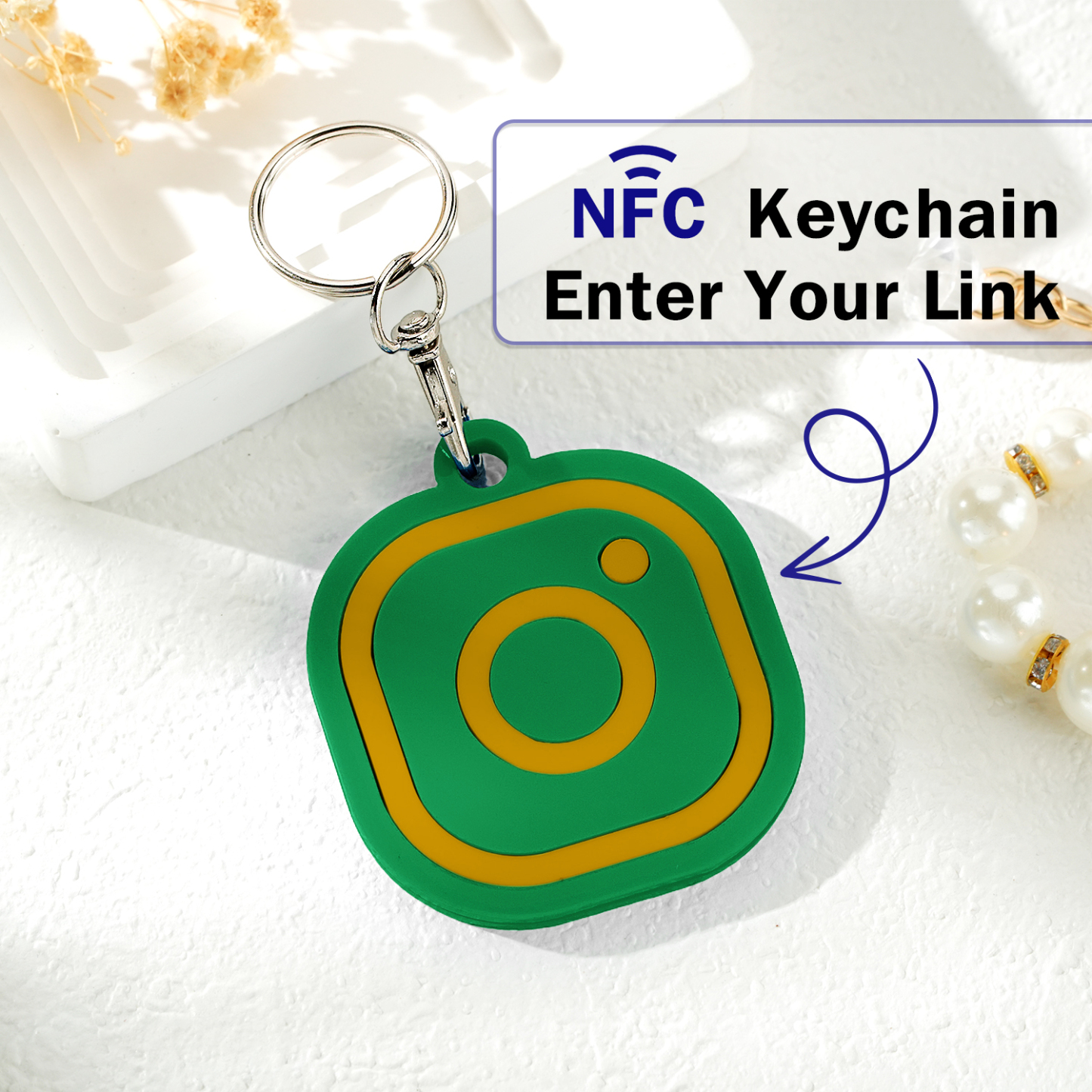 Custom Instagram Smart Nfc Keychain For Social Media Tap And Follow Digital Business Card Payment Link Cash App Link Tree - soufeelmy