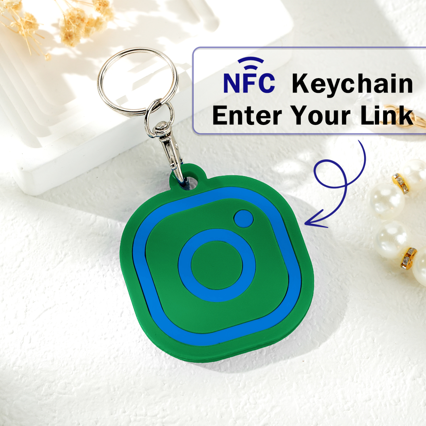 Custom Instagram Smart Nfc Keychain For Social Media Tap And Follow Digital Business Card Payment Link Cash App Link Tree - soufeelmy