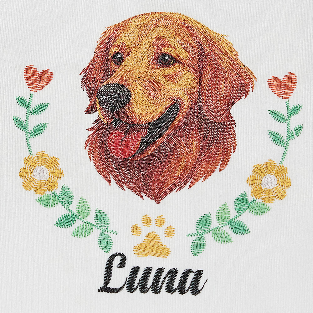 Custom Embroidered Style Pet Avatar Keychain, Personalized Leather Dog Portrait, Pet Memorial Gift - soufeelmy