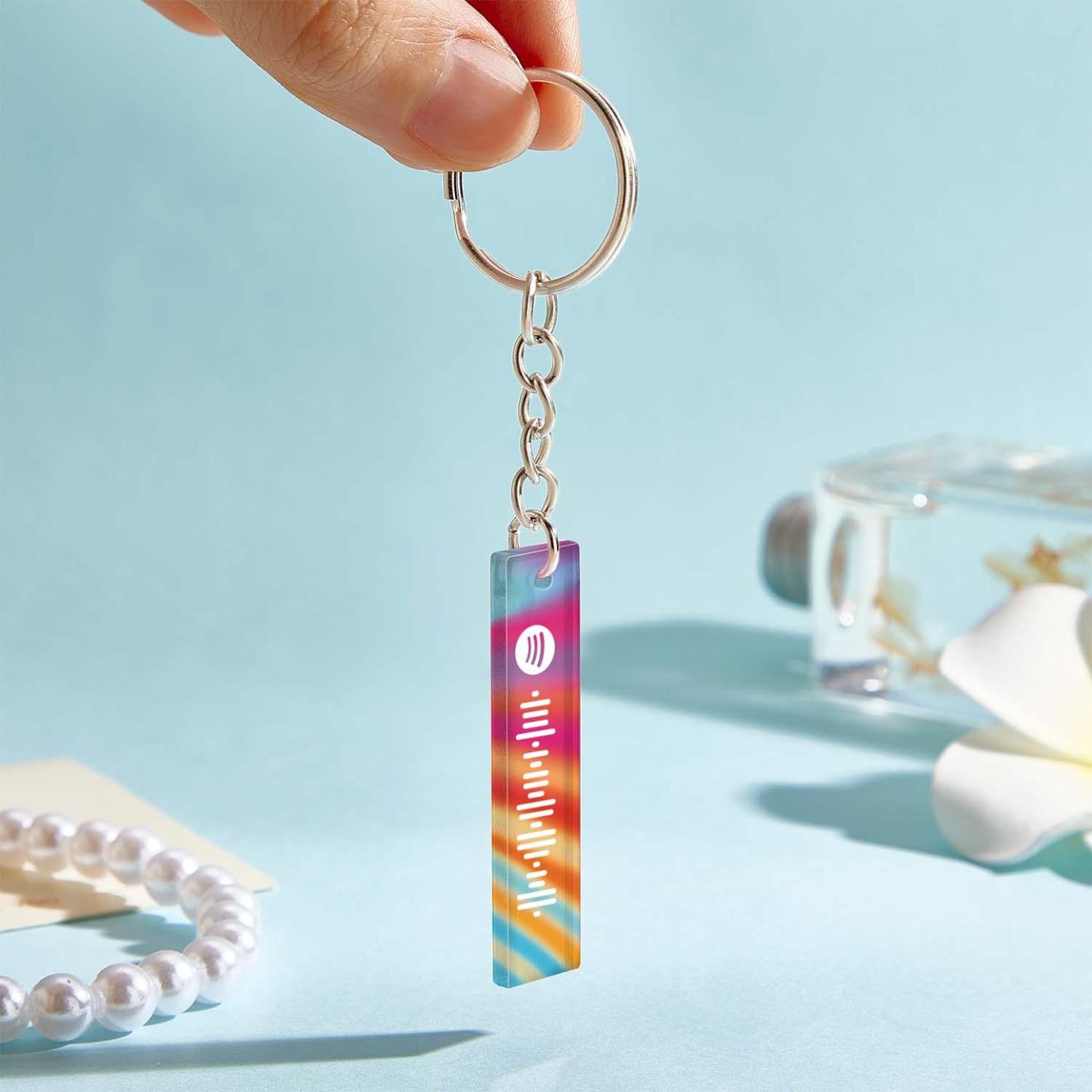 Custom Multicolor Spotify Keychain Scannable Keyring Personalized Acrylic Code Keychain Music Gift Couple Gift - soufeelmy
