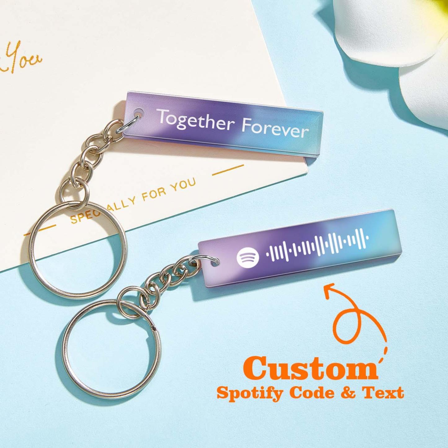 Custom Multicolor Spotify Keychain Scannable Keyring Personalized Acrylic Code Keychain Music Gift Couple Gift - soufeelmy