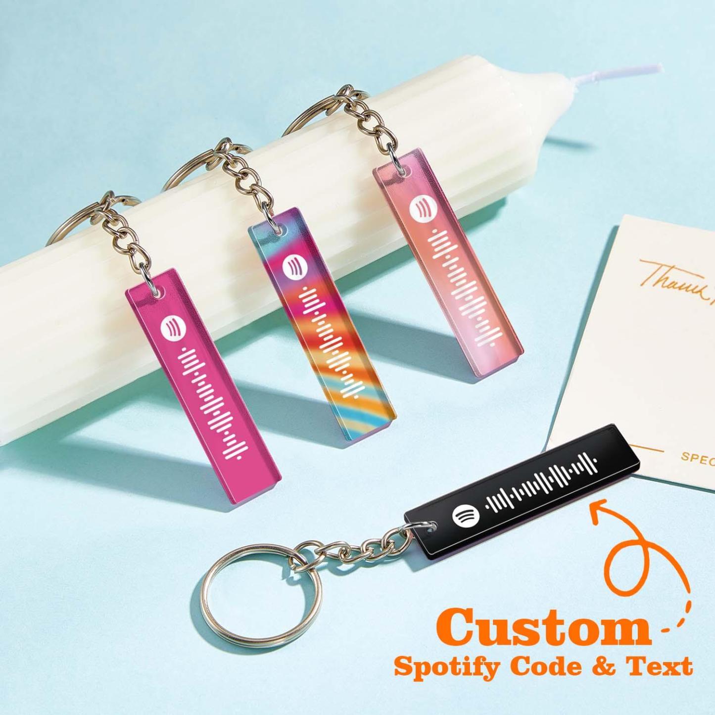 Custom Multicolor Spotify Keychain Scannable Keyring Personalized Acrylic Code Keychain Music Gift Couple Gift - soufeelmy