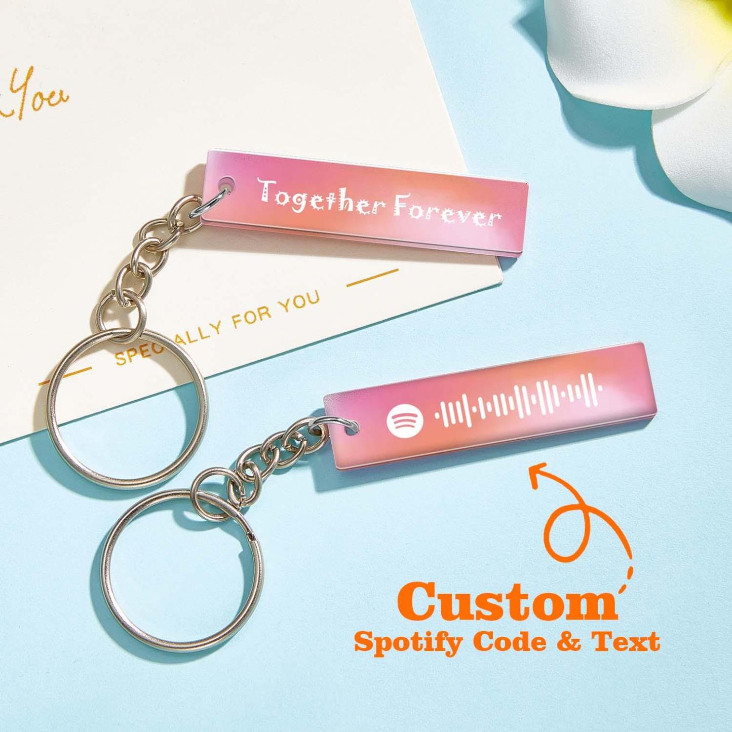 Custom Multicolor Spotify Keychain Scannable Keyring Personalized Acrylic Code Keychain Music Gift Couple Gift - soufeelmy