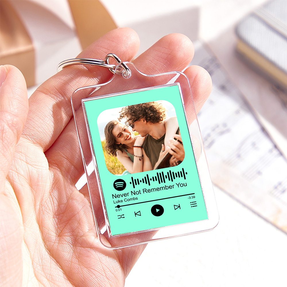 Custom Spotify Code Keychain Colorful Keychain Photo Keychain Acrylic with Pouch - soufeelmy