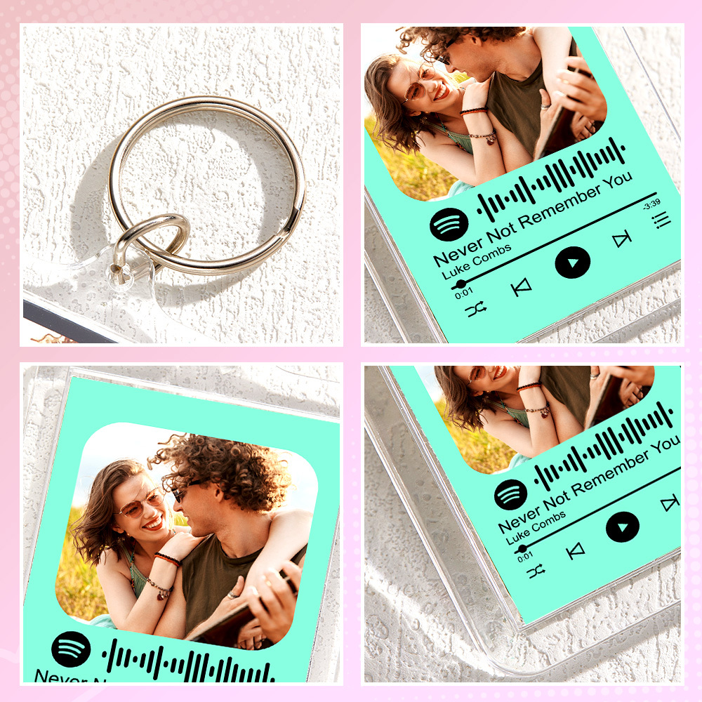 Custom Spotify Code Keychain Colorful Keychain Photo Keychain Acrylic with Pouch - soufeelmy