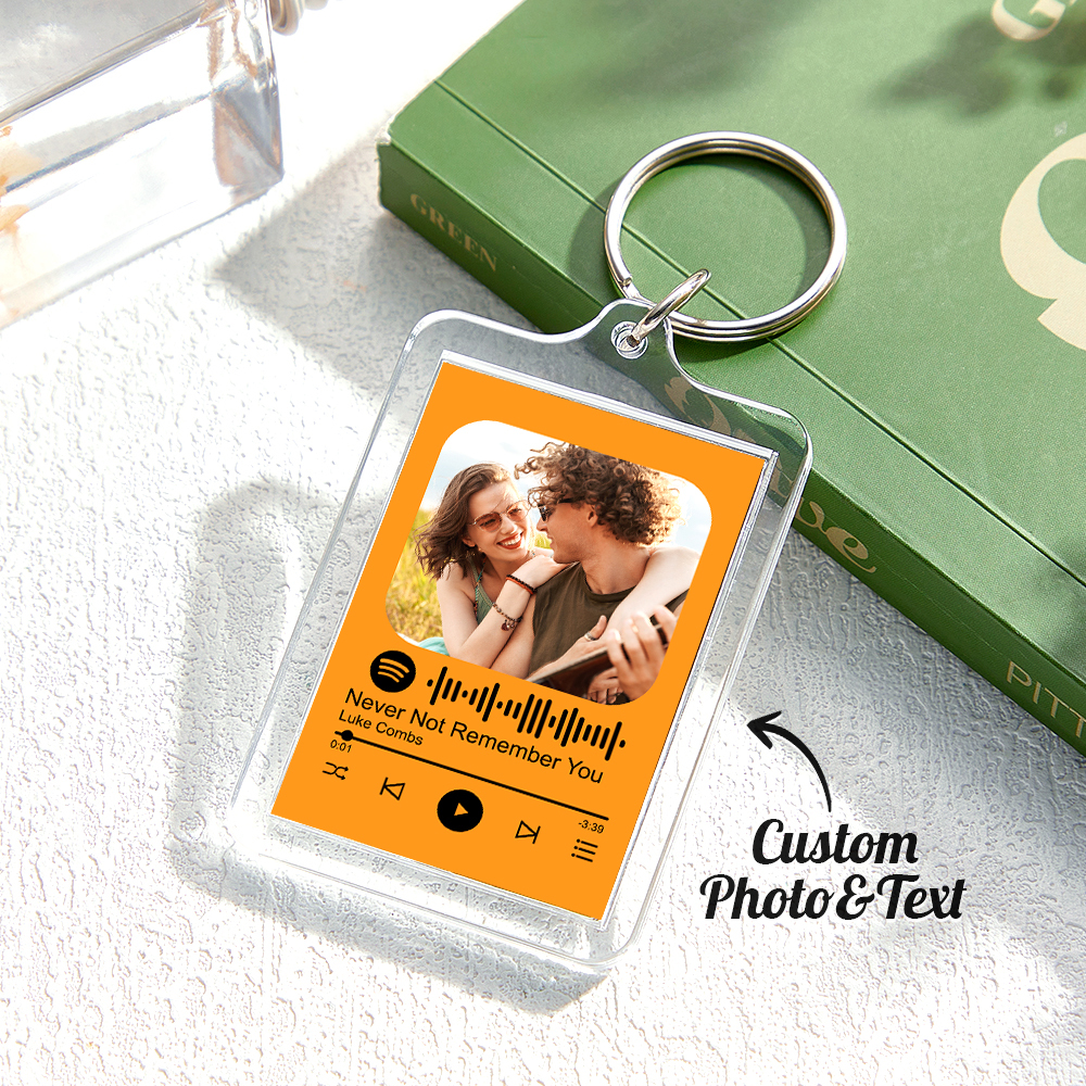 Custom Spotify Code Keychain Colorful Keychain Photo Keychain Acrylic with Pouch - soufeelmy