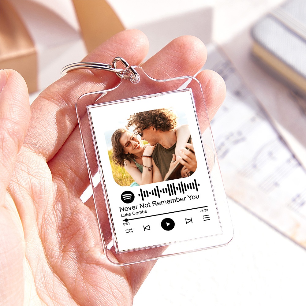 Custom Spotify Code Keychain Colorful Keychain Photo Keychain Acrylic with Pouch - soufeelmy