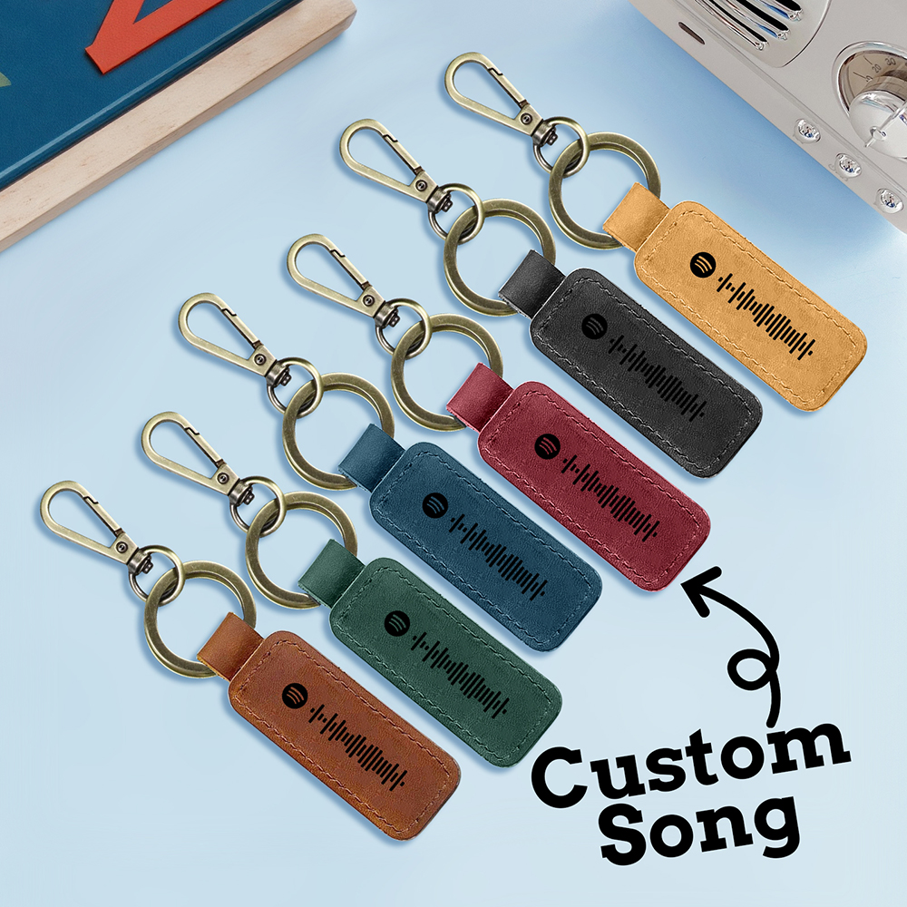 Custom Spotify Leather keychain Personalized Scannable Spotify keychain Anniversary Gift Valentines Day Gift Husband Birthday Gift - soufeelmy