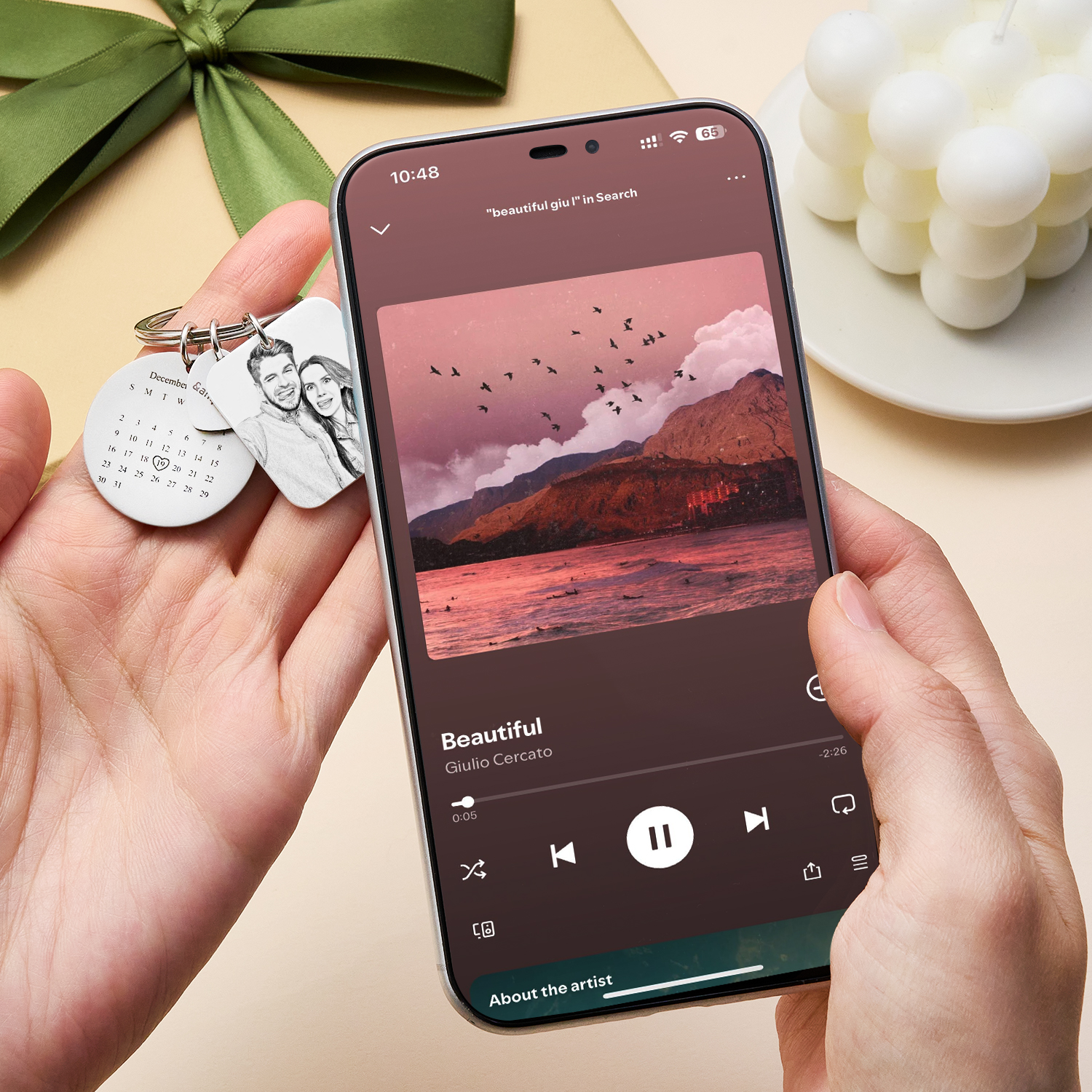 Personalized NFC Calendar Photo Keychain Custom Song Keychain Gifts for Couples Anniversary Gift - soufeelmy