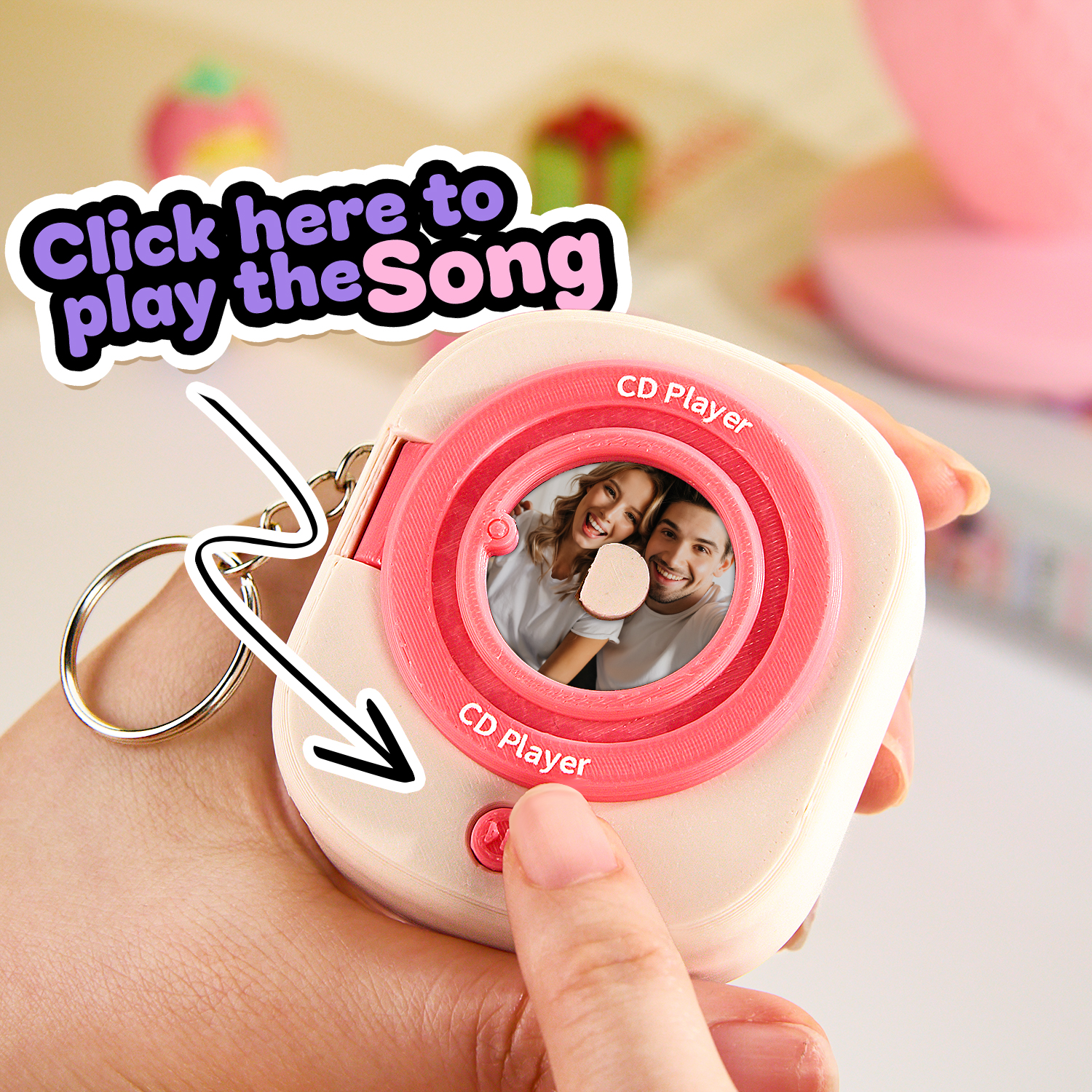 Custom Music CD Record Player Keychain Photo Keychain with Removable Disc - soufeelmy