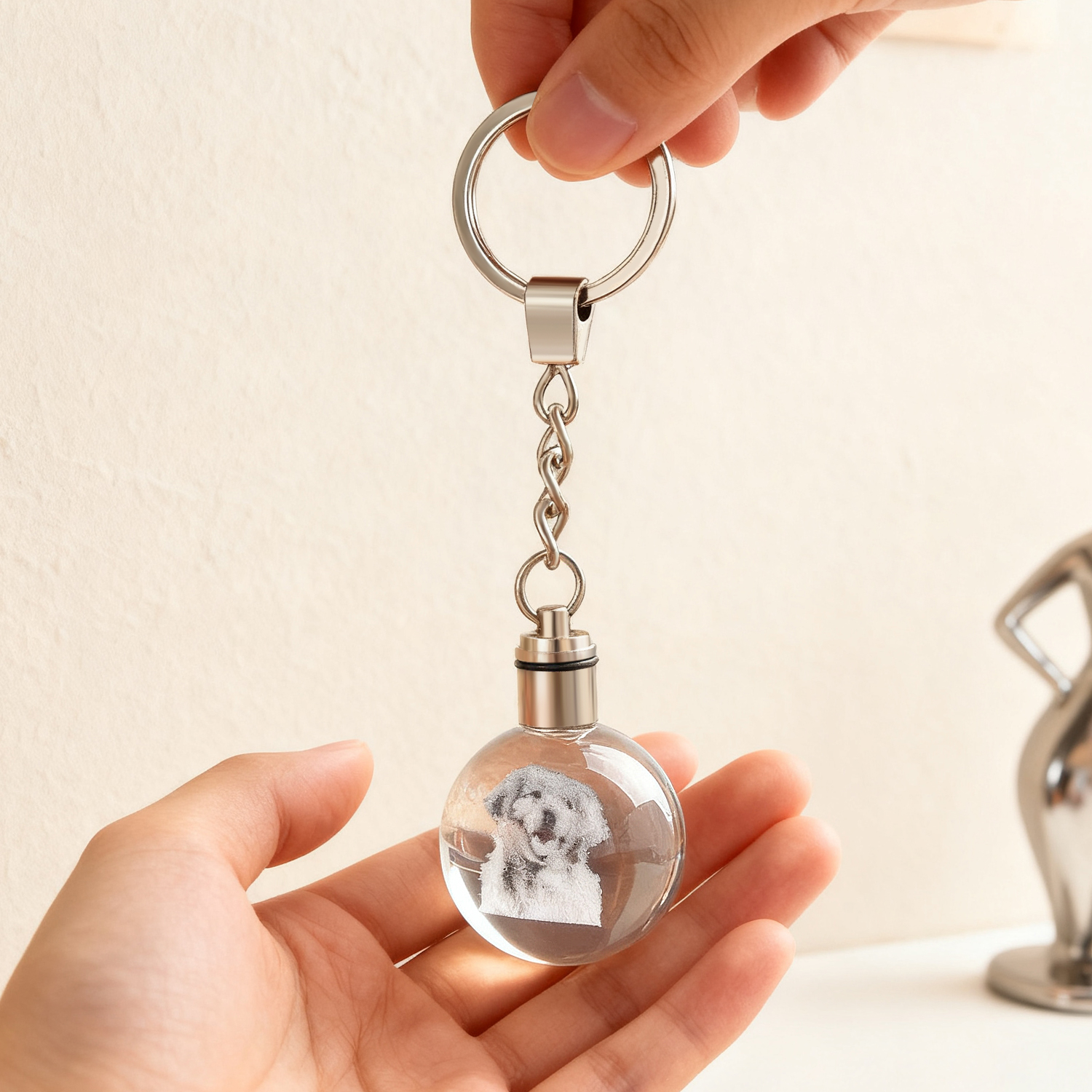 Personalized 3D Photo Crystal Keychain Custom Crystal Ball Charm Gift for Couples in Love - soufeelmy