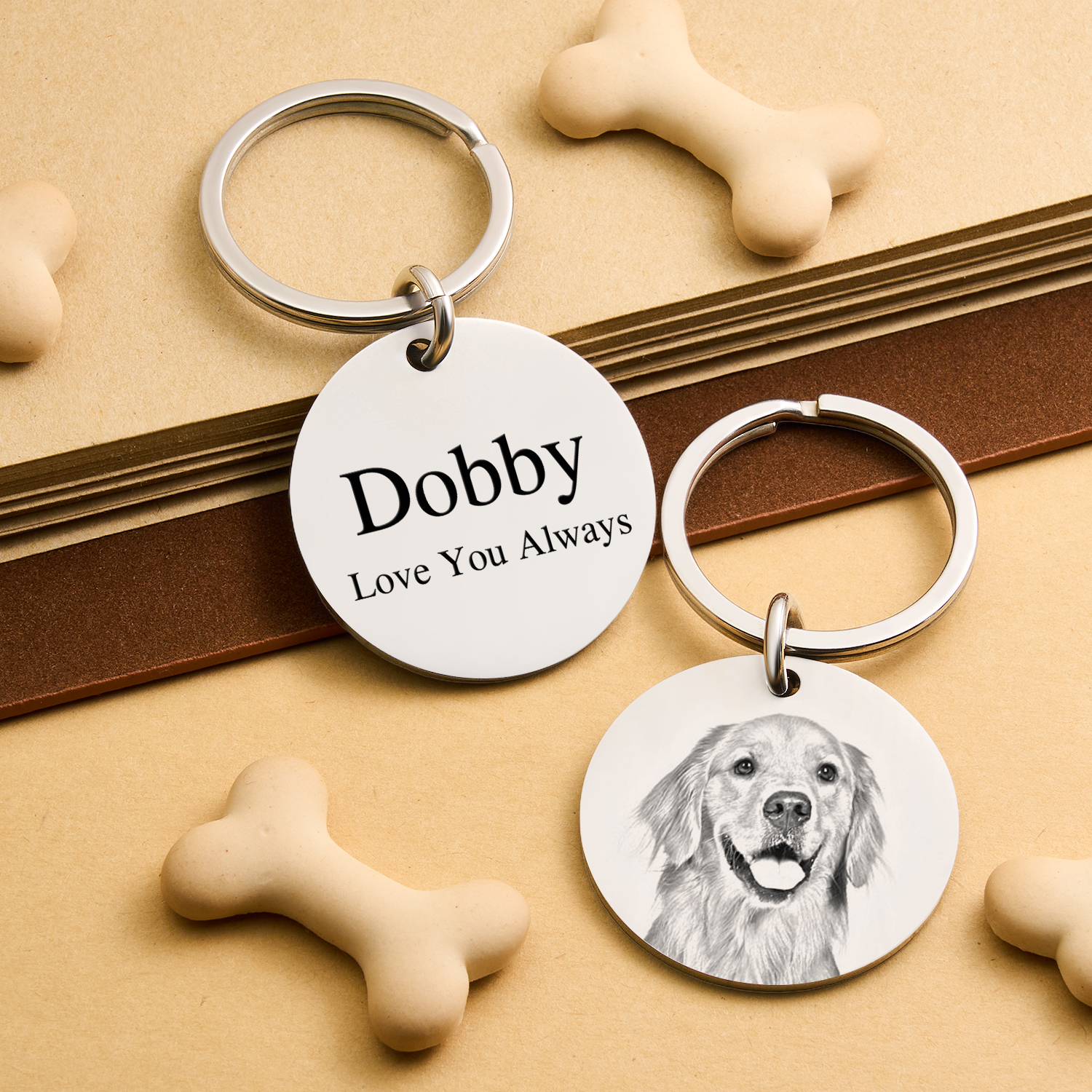 Personalized Pet Photo Keychain Custom Pet Portrait Keychain Dog Remembrance Pet Loss Gifts for Dog Lovers Personalized Pet Memorial Gift - soufeelmy