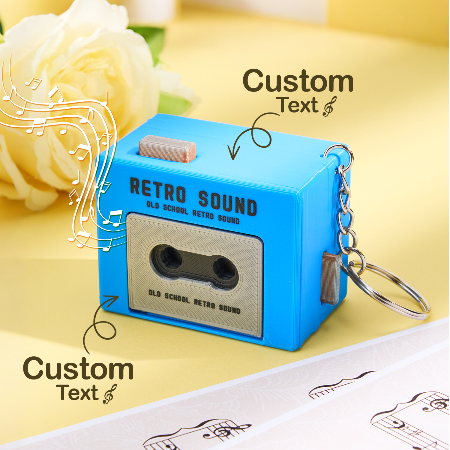 Custom Music Voice Recorder Keychain Music Keychain with a Cassette Tape Music Gift - soufeelmy
