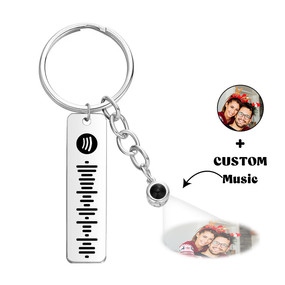 Custom Projection Spotify Code Keychain Metal Keychain Funny Keychain Christmas Gift for Her - soufeelmy