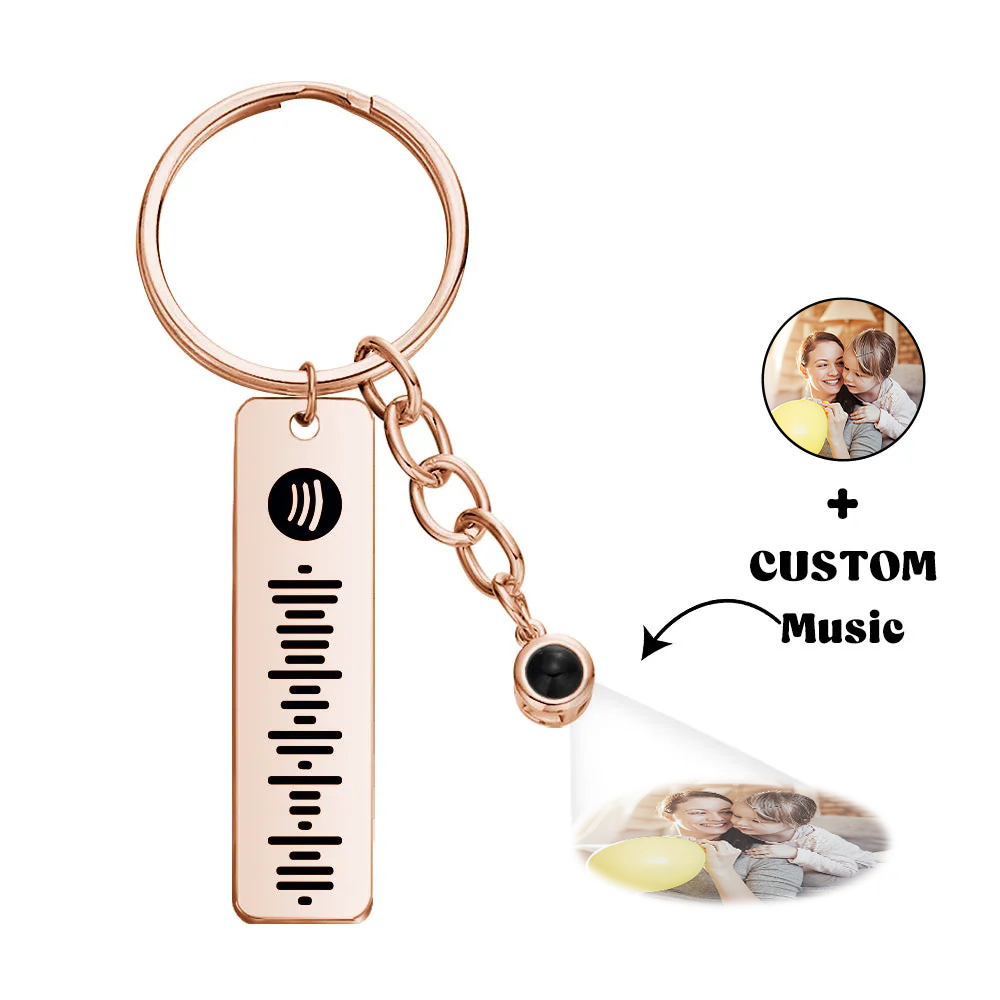 Custom Projection Spotify Code Keychain Metal Keychain Funny Keychain Mother's Day Gift For Mom - soufeelmy