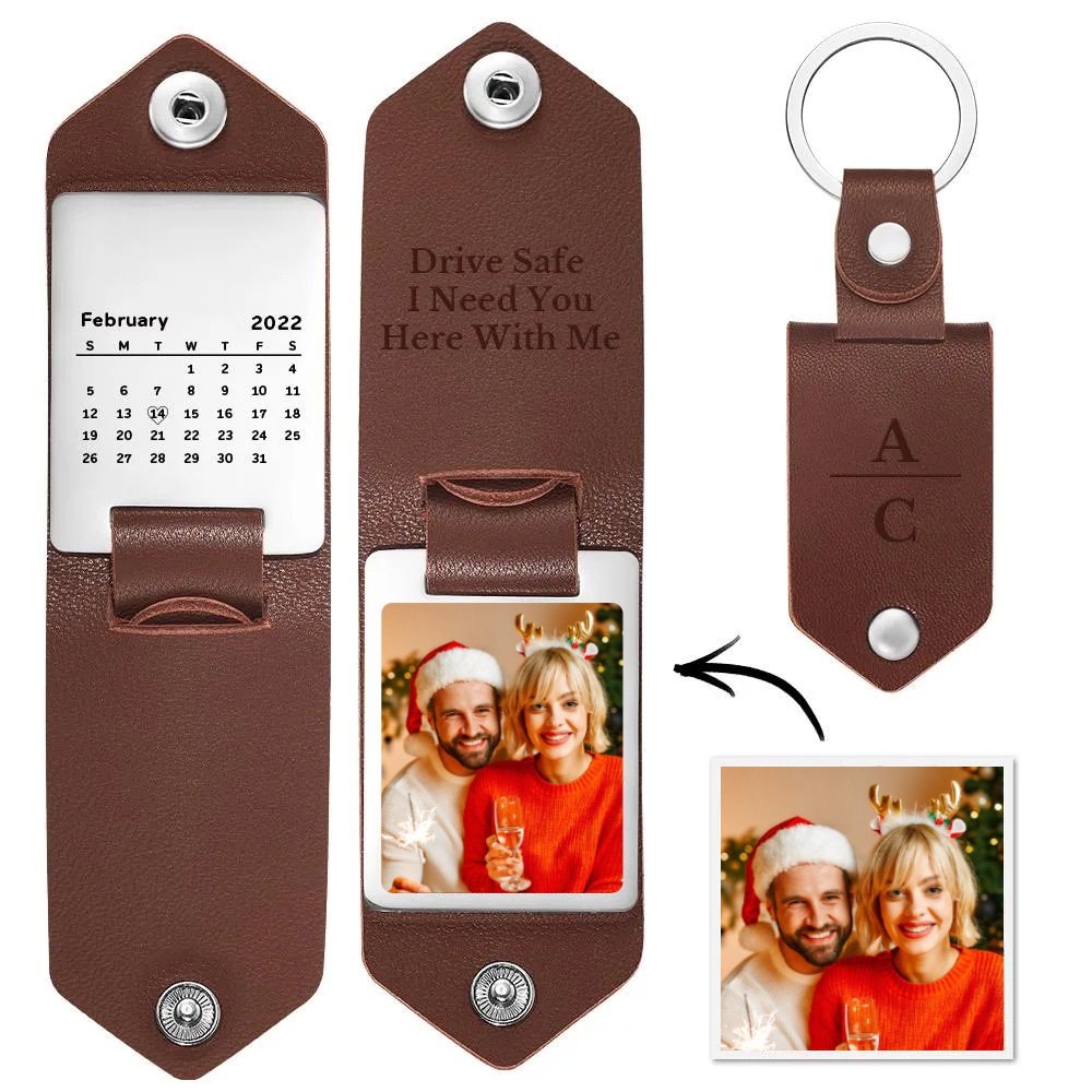 Unique Personalized Anniversary Calendar Date Photo Drive Safe Keychain Engagement Date Calendar Gift Christmas Gift - soufeelmy