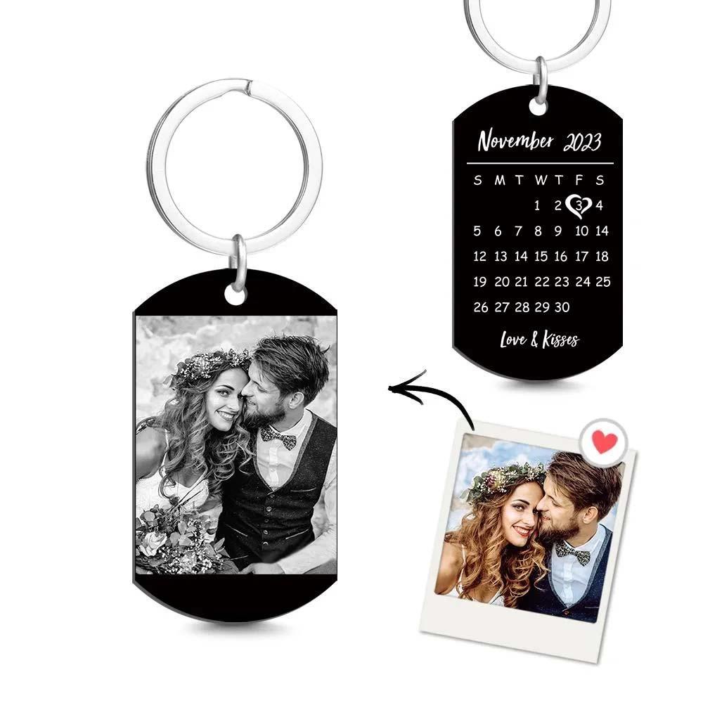 Customized Optional Photo Engraved Calendar Keychain Tag Keychain Perfect Gift For Special Day Best Gifts For Lovers