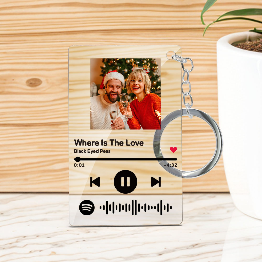 Scannable Music Code Plaque Keychain Music and Photo Acrylic, Song Keychain Christmas Gift - soufeelmy